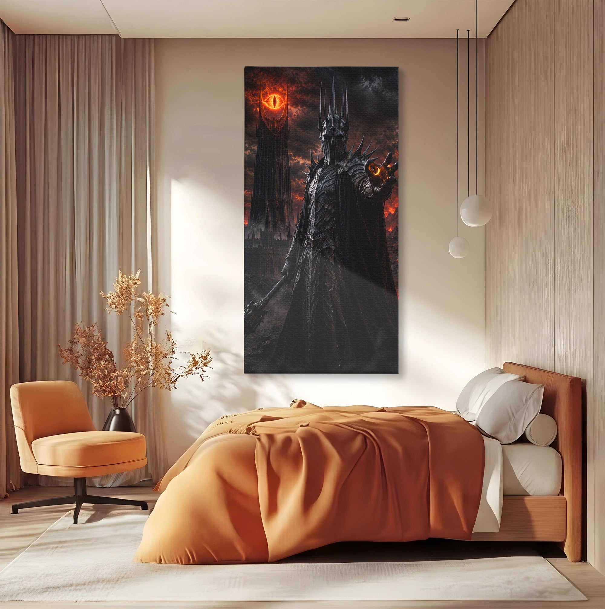 Tablou Canvas Premium LuxCanva® PI1206, Stapanul Intunericului, Sauron, Ochi, Turn, Living, Culori Vibrante