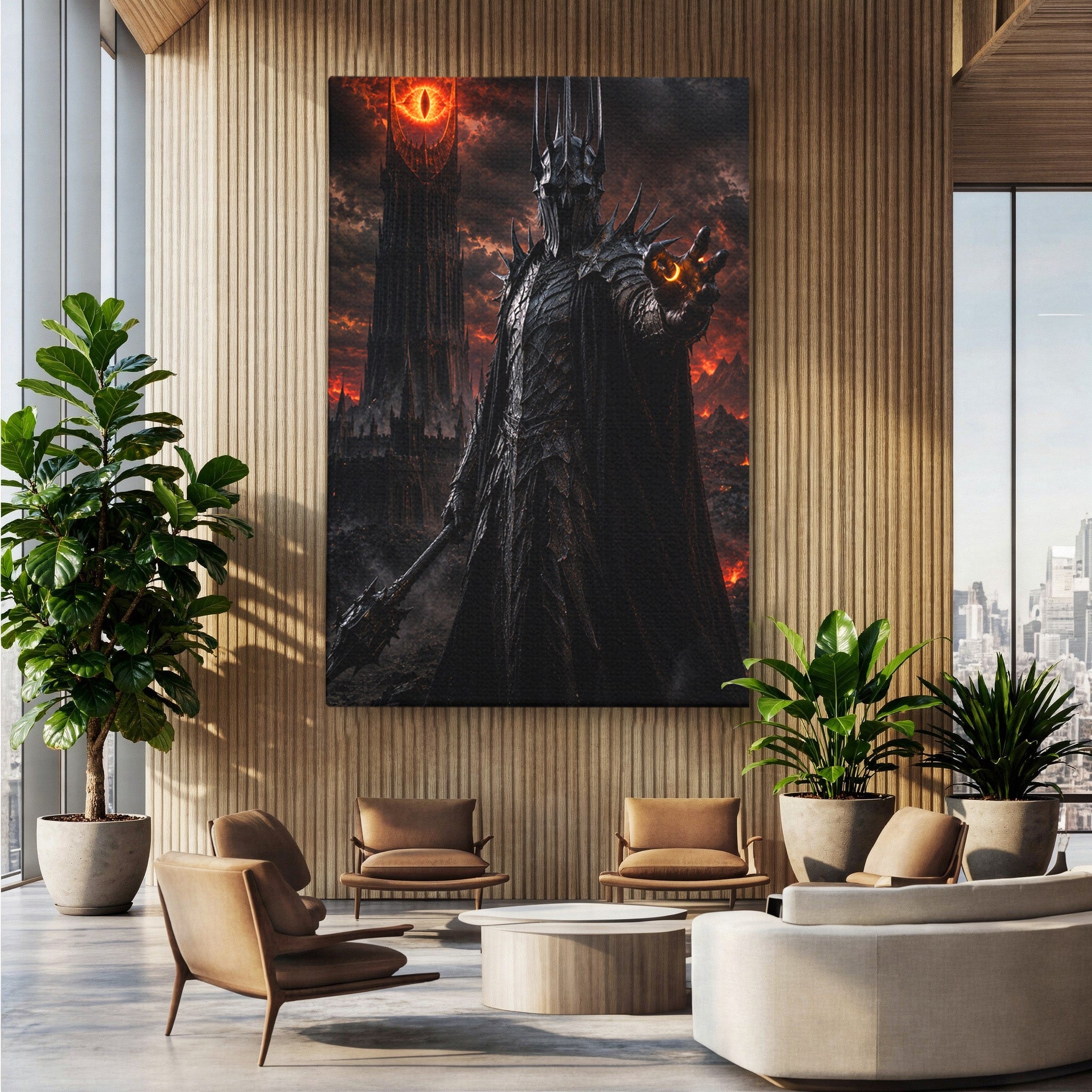 Tablou Canvas Premium LuxCanva® PI1206, Stapanul Intunericului, Sauron, Ochi, Turn, Living, Culori Vibrante