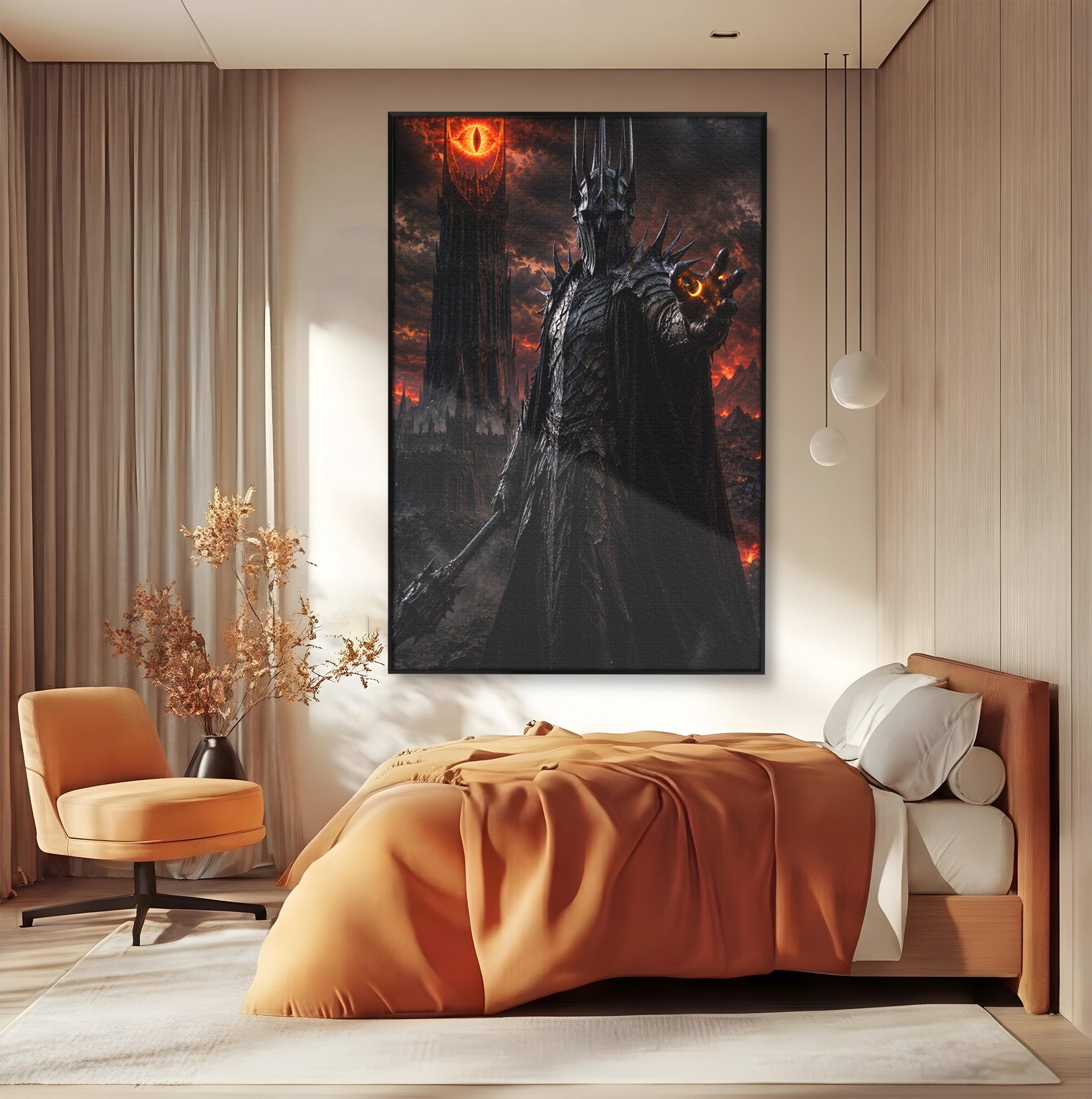 Tablou Canvas Premium LuxCanva® PI1206, Stapanul Intunericului, Sauron, Ochi, Turn, Living, Culori Vibrante