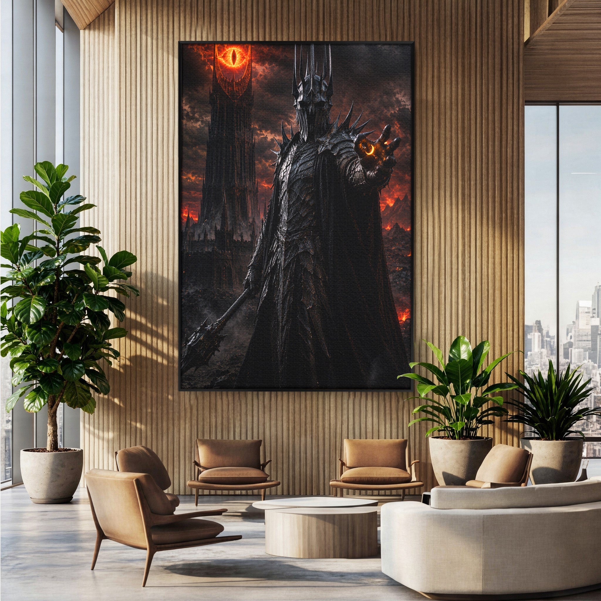 Tablou Canvas Premium LuxCanva® PI1206, Stapanul Intunericului, Sauron, Ochi, Turn, Living, Culori Vibrante
