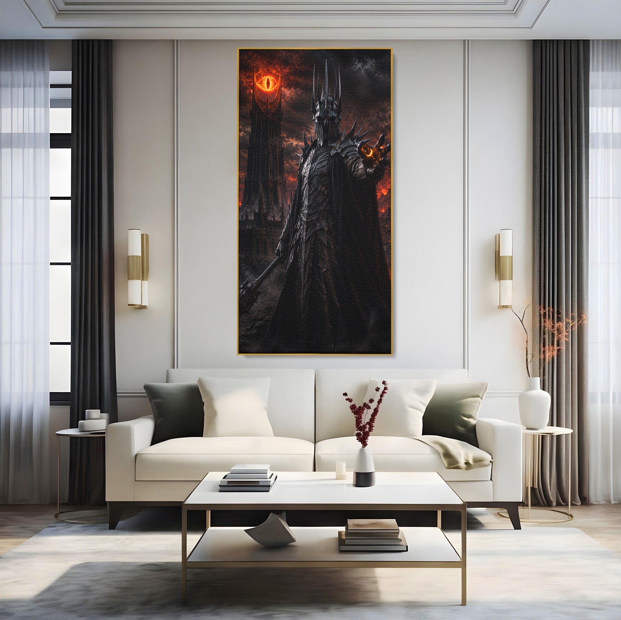 Tablou Canvas Premium LuxCanva® PI1206, Stapanul Intunericului, Sauron, Ochi, Turn, Living, Culori Vibrante