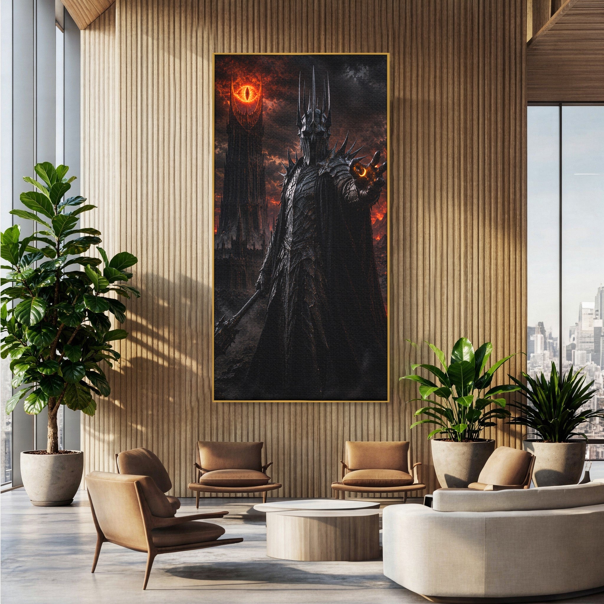 Tablou Canvas Premium LuxCanva® PI1206, Stapanul Intunericului, Sauron, Ochi, Turn, Living, Culori Vibrante