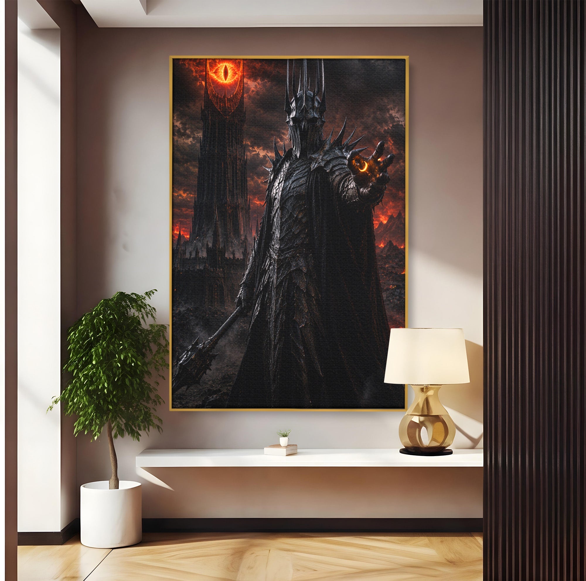 Tablou Canvas Premium LuxCanva® PI1206, Stapanul Intunericului, Sauron, Ochi, Turn, Living, Culori Vibrante
