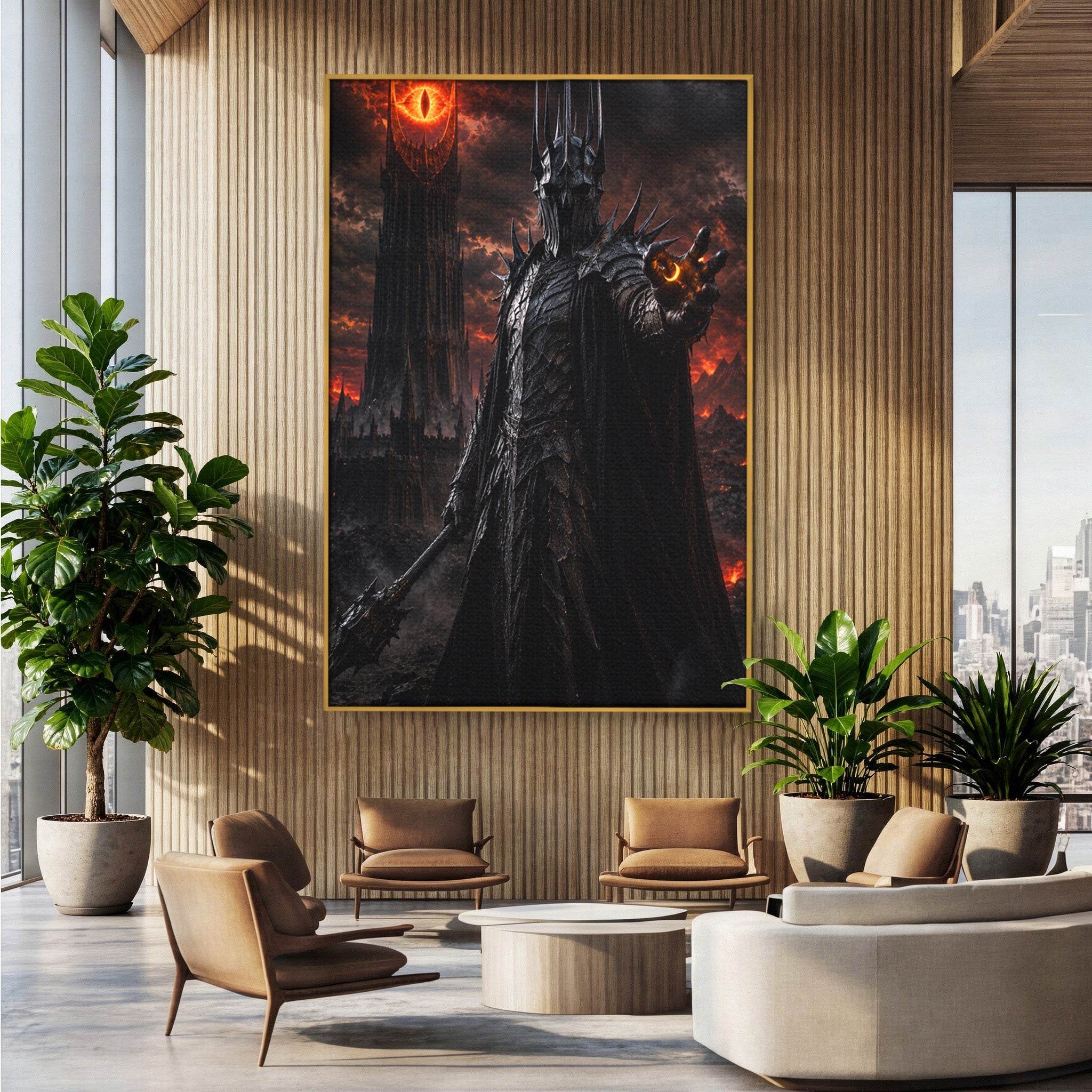 Tablou Canvas Premium LuxCanva® PI1206, Stapanul Intunericului, Sauron, Ochi, Turn, Living, Culori Vibrante