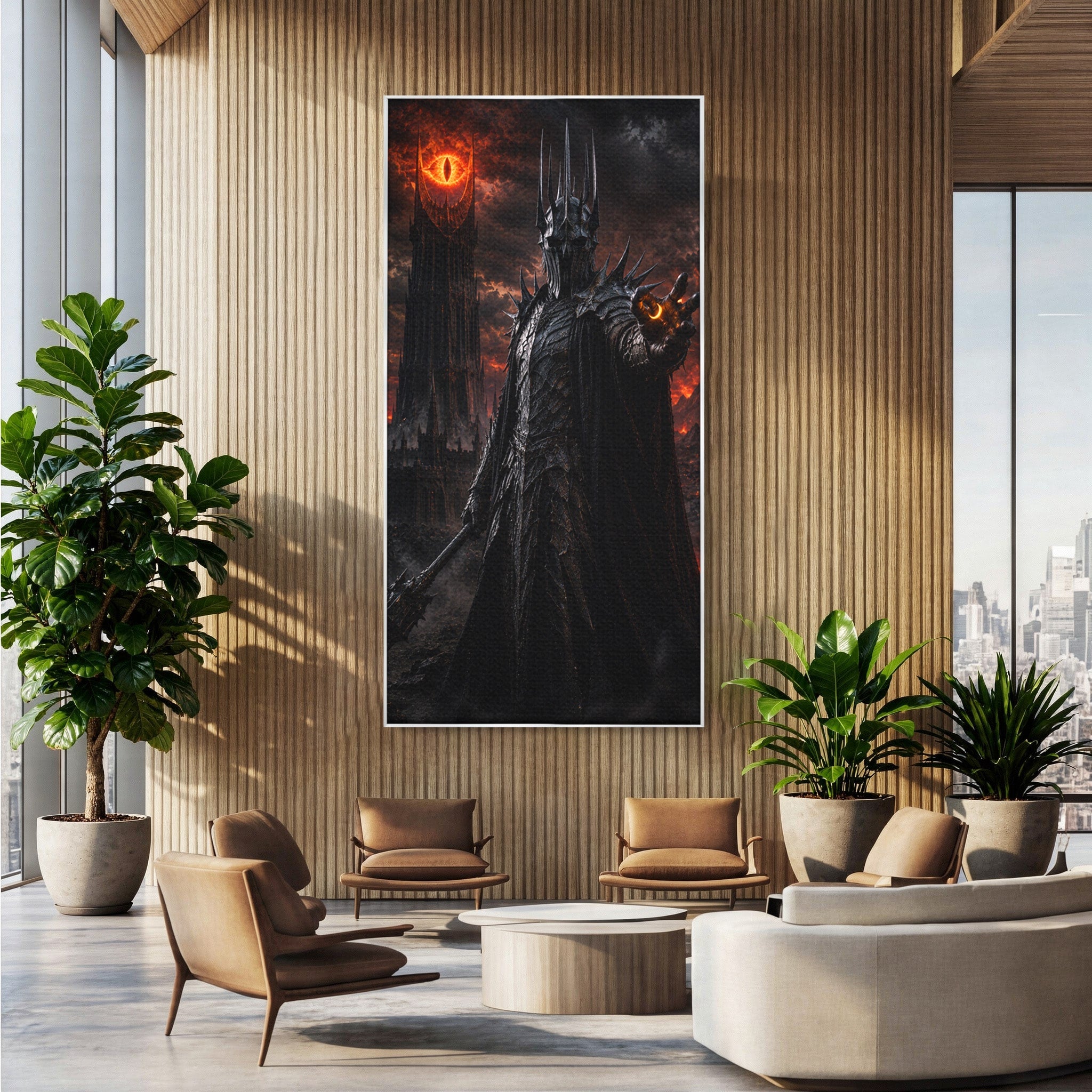 Tablou Canvas Premium LuxCanva® PI1206, Stapanul Intunericului, Sauron, Ochi, Turn, Living, Culori Vibrante