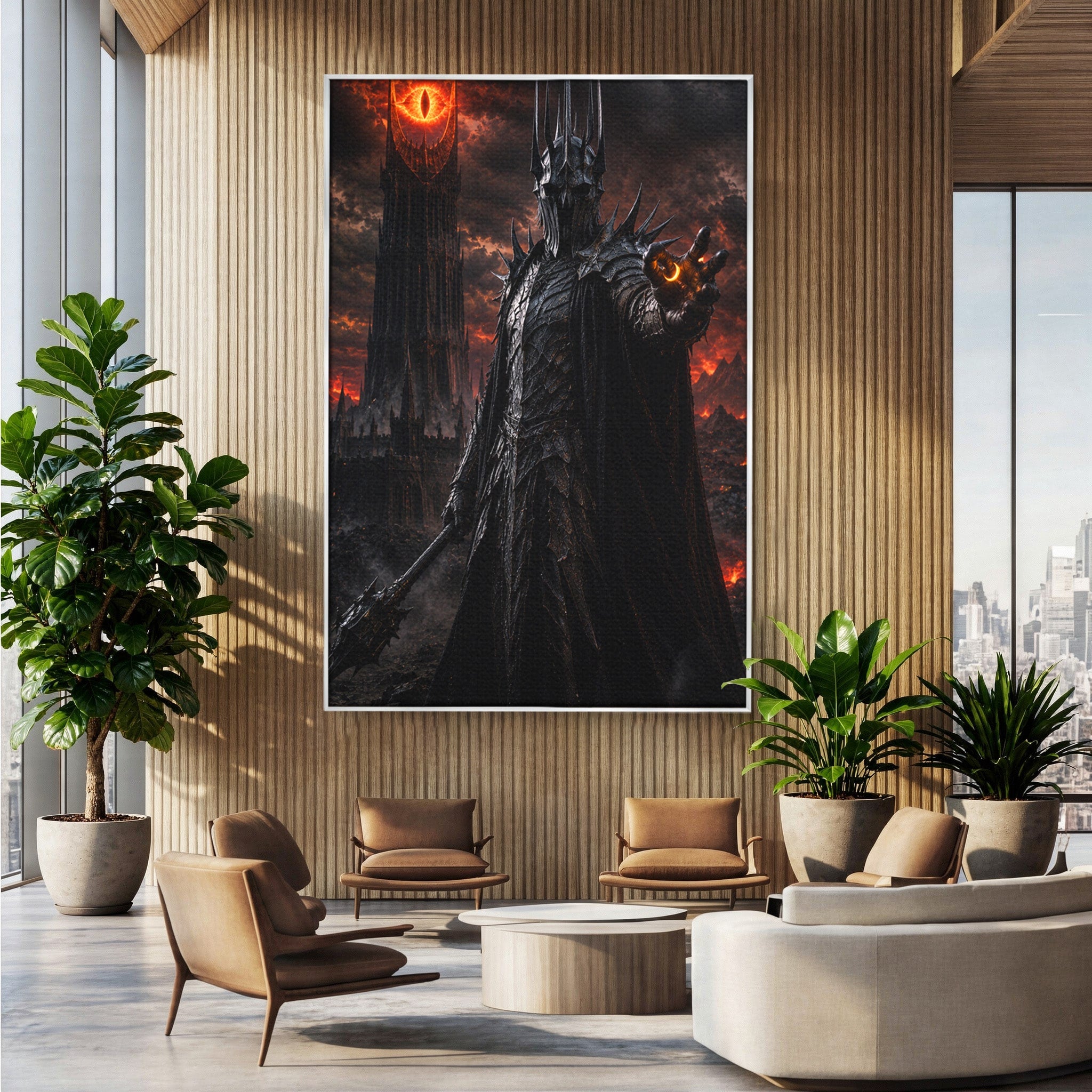 Tablou Canvas Premium LuxCanva® PI1206, Stapanul Intunericului, Sauron, Ochi, Turn, Living, Culori Vibrante
