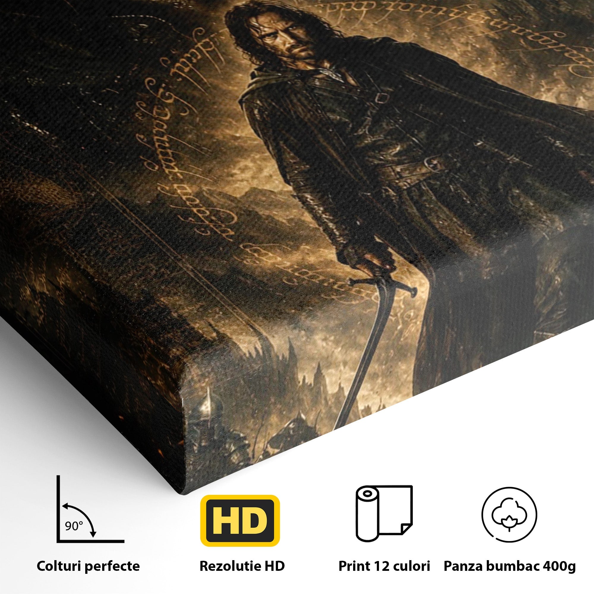 Tablou Canvas Premium LuxCanva® PI1207, Eroul Aragorn, Razboinic, Fantezie, Erou, Aventura, Epoca Medievala, Living, Culori Vibrante