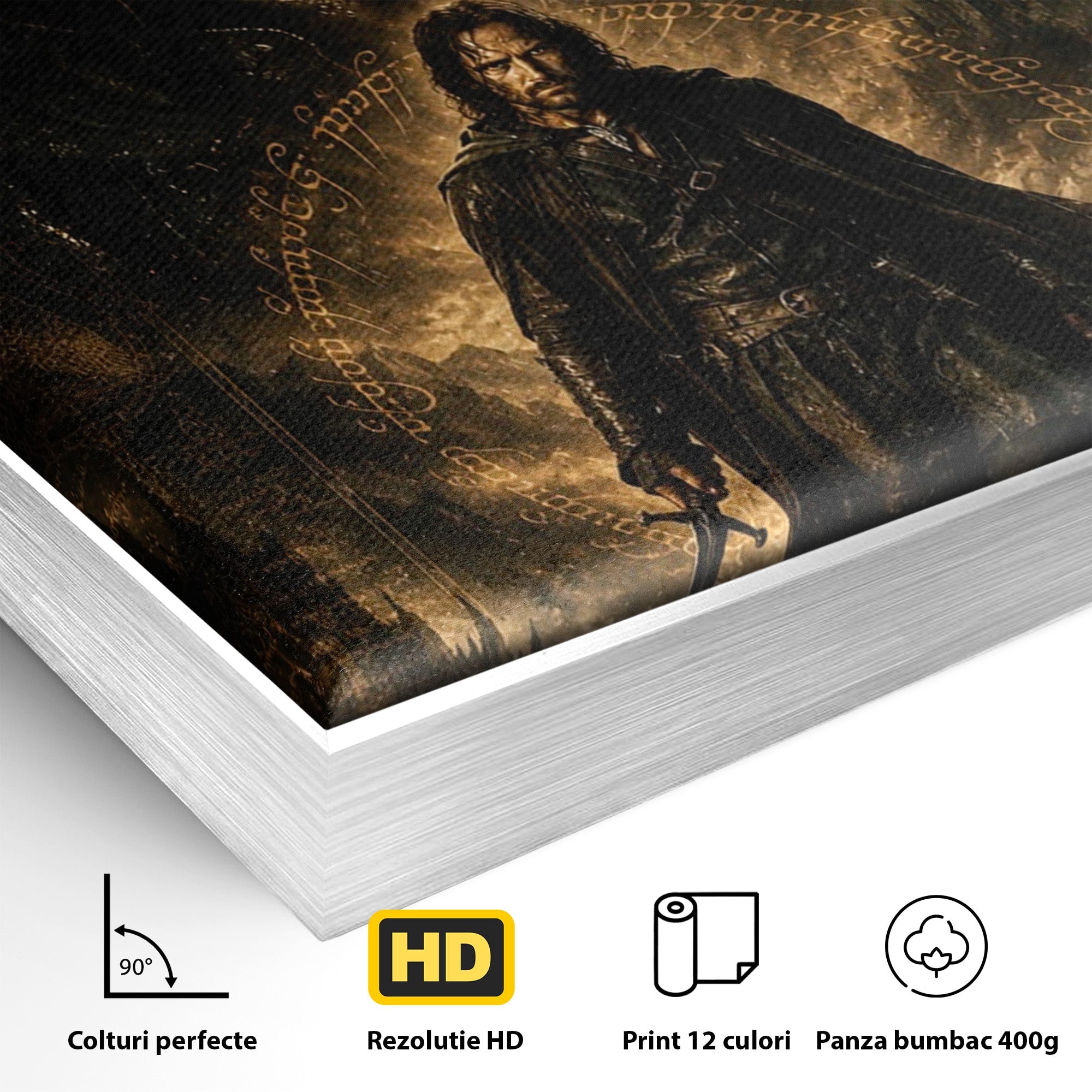 Tablou Canvas Premium LuxCanva® PI1207, Eroul Aragorn, Razboinic, Fantezie, Erou, Aventura, Epoca Medievala, Living, Culori Vibrante