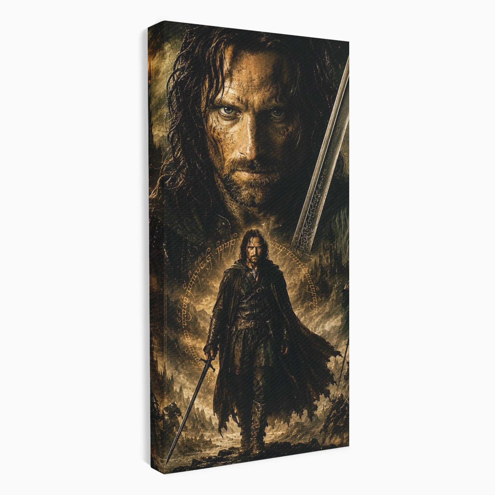 Tablou Canvas Premium LuxCanva® PI1207, Eroul Aragorn, Razboinic, Fantezie, Erou, Aventura, Epoca Medievala, Living, Culori Vibrante