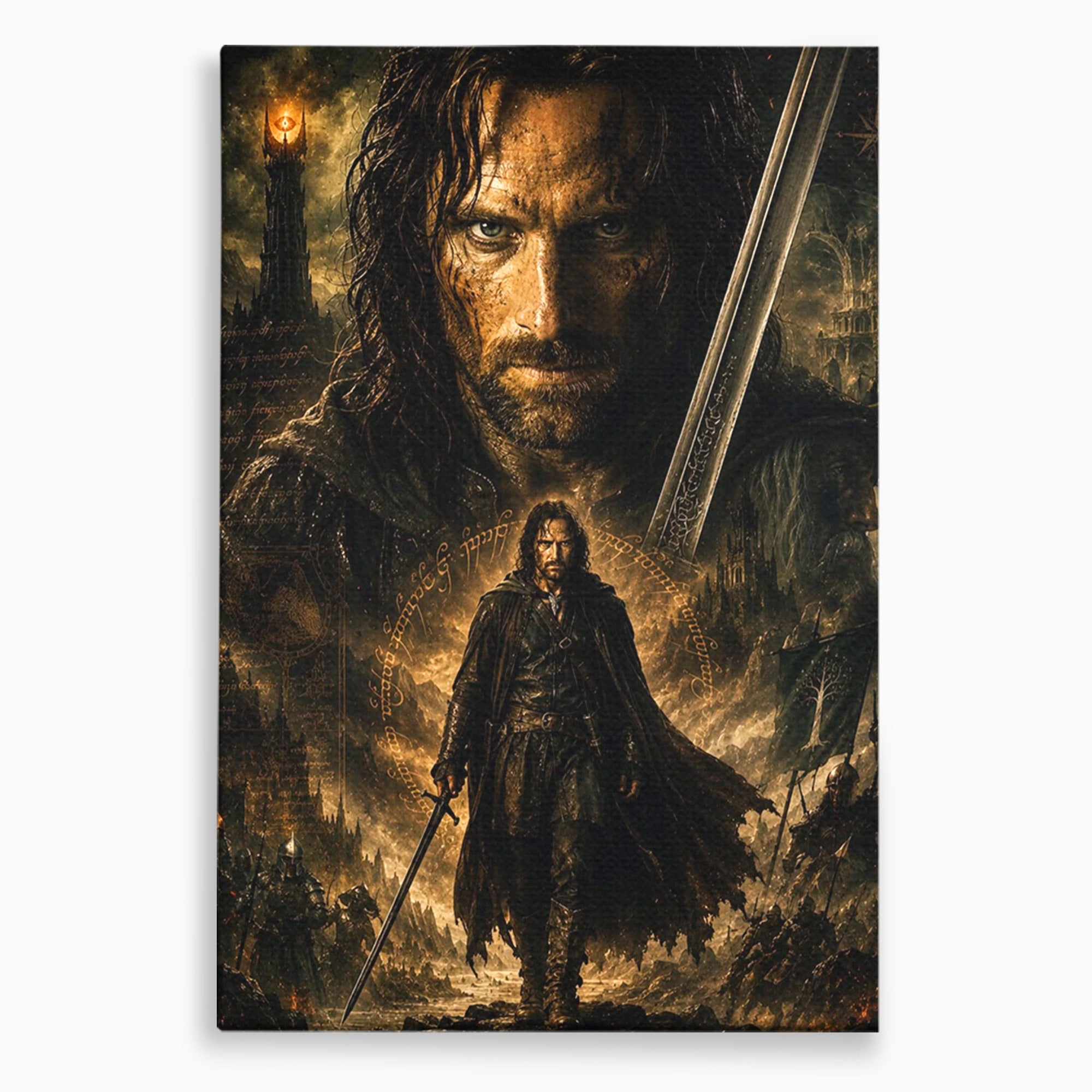 Tablou Canvas Premium LuxCanva® PI1207, Eroul Aragorn, Razboinic, Fantezie, Erou, Aventura, Epoca Medievala, Living, Culori Vibrante