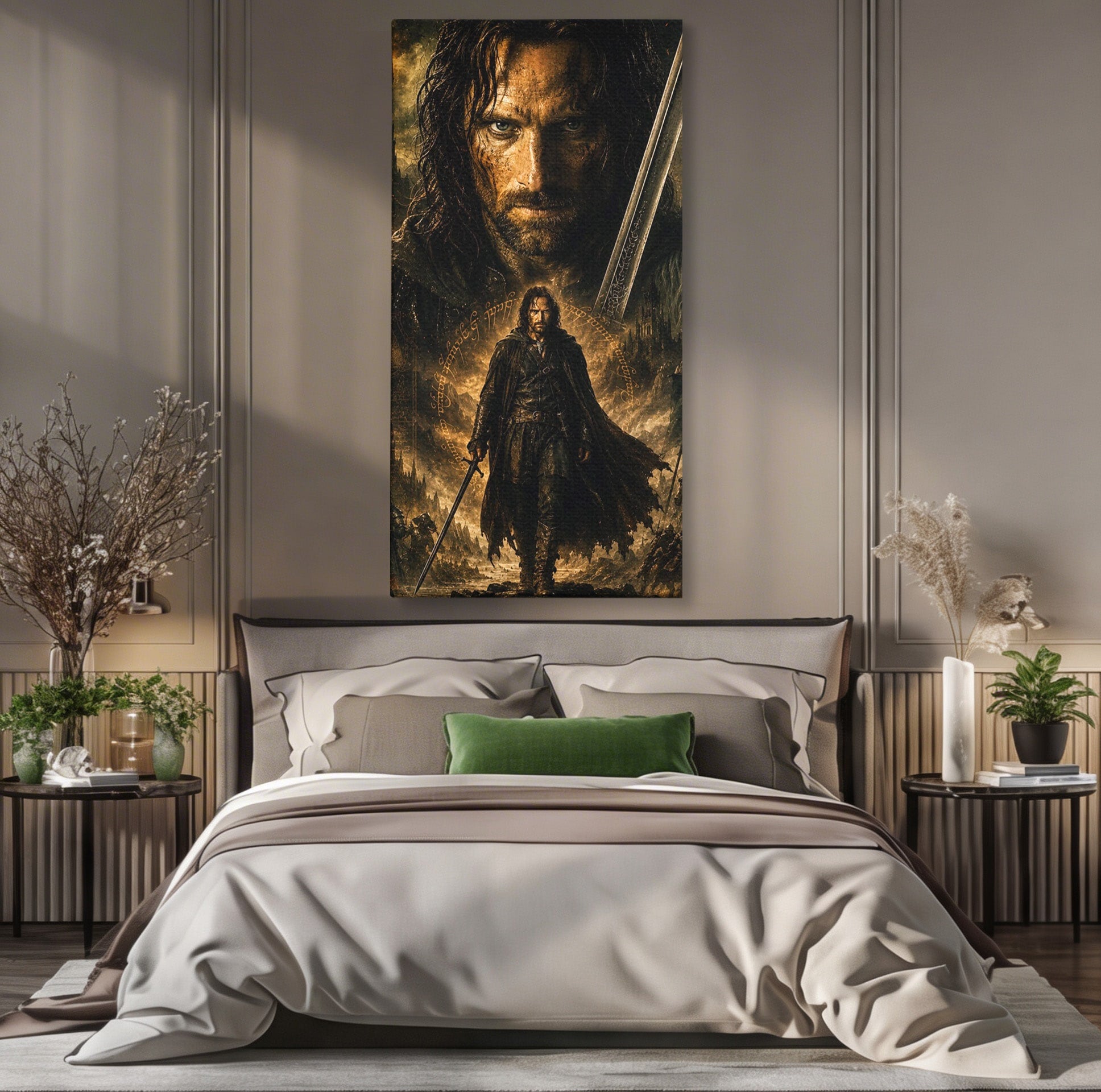 Tablou Canvas Premium LuxCanva® PI1207, Eroul Aragorn, Razboinic, Fantezie, Erou, Aventura, Epoca Medievala, Living, Culori Vibrante