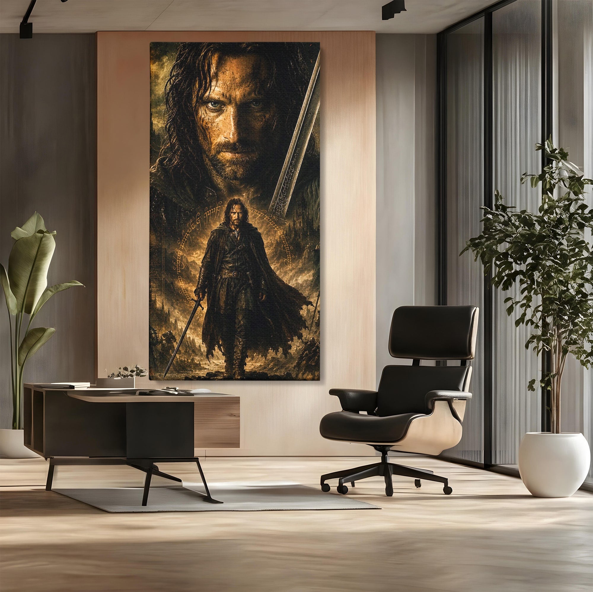 Tablou Canvas Premium LuxCanva® PI1207, Eroul Aragorn, Razboinic, Fantezie, Erou, Aventura, Epoca Medievala, Living, Culori Vibrante