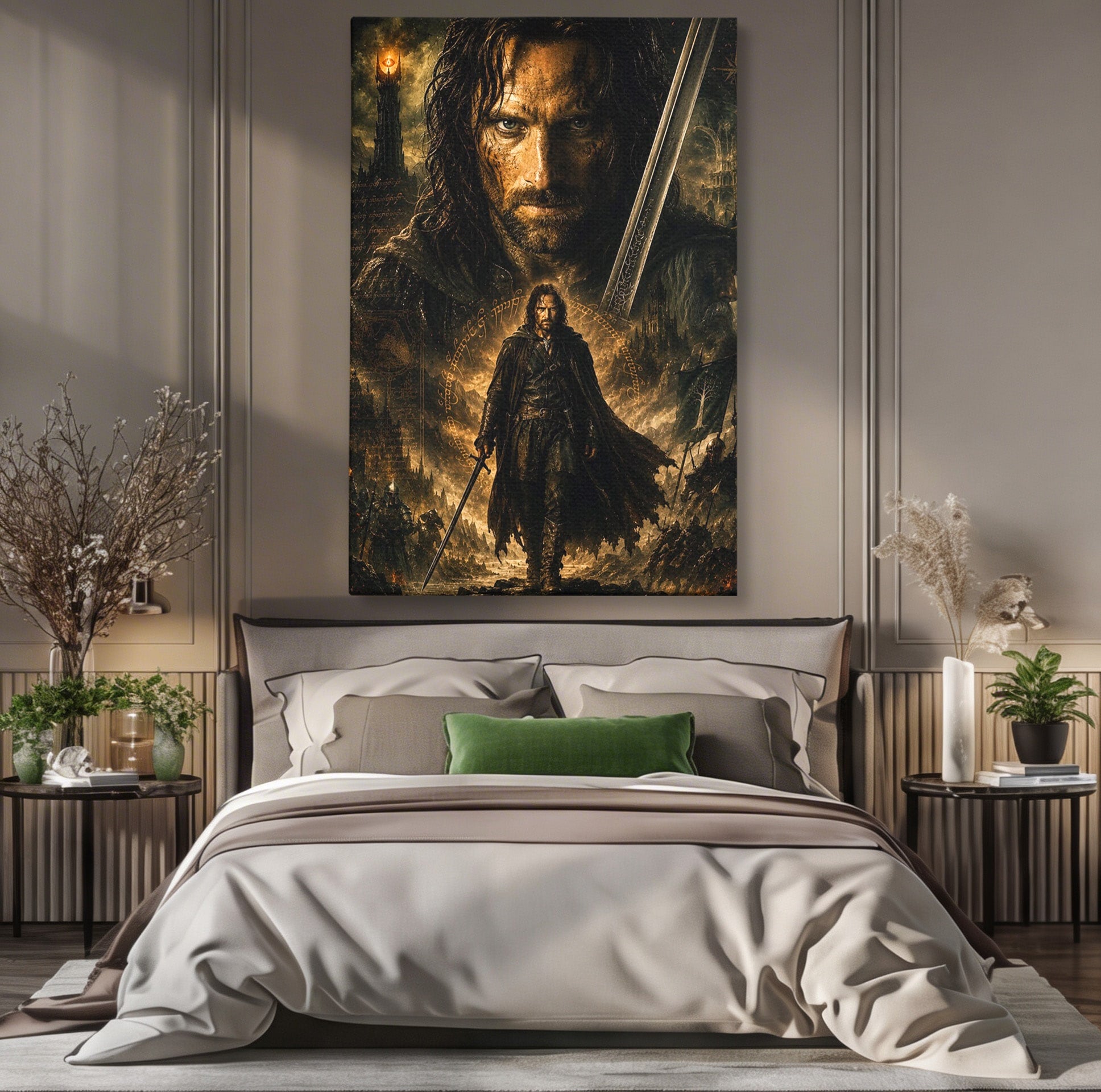 Tablou Canvas Premium LuxCanva® PI1207, Eroul Aragorn, Razboinic, Fantezie, Erou, Aventura, Epoca Medievala, Living, Culori Vibrante