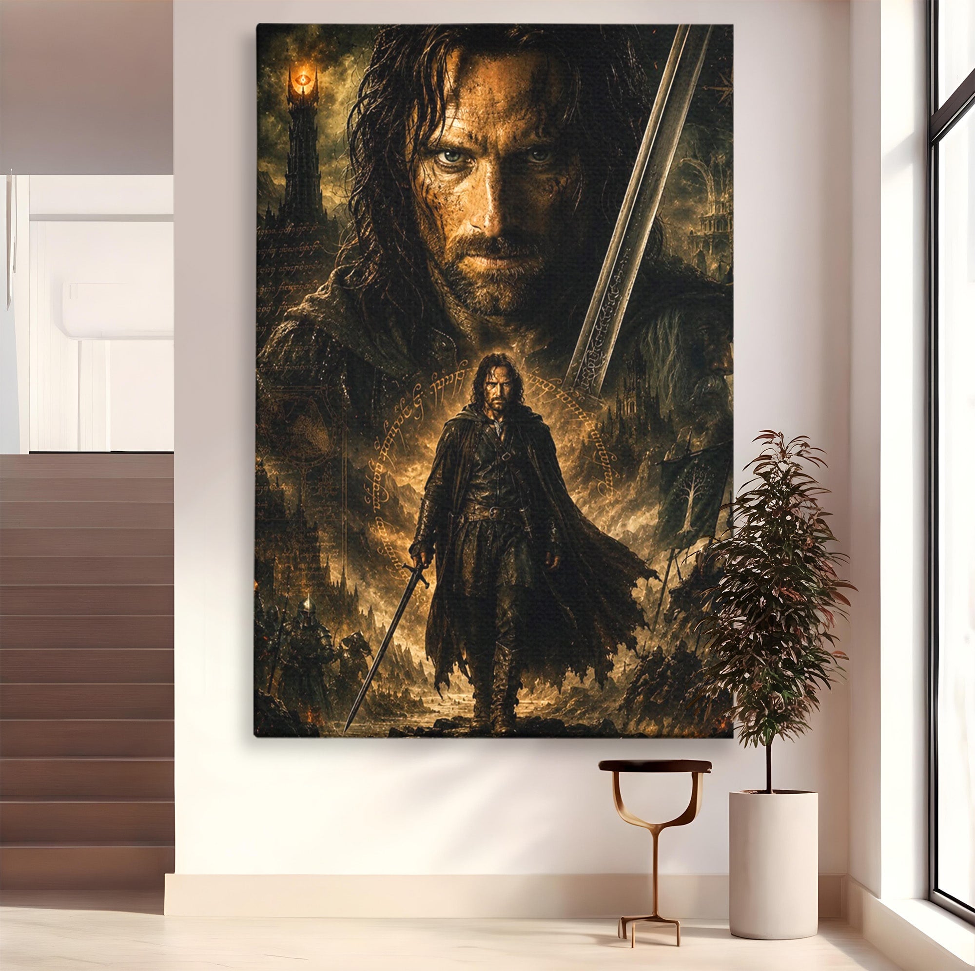 Tablou Canvas Premium LuxCanva® PI1207, Eroul Aragorn, Razboinic, Fantezie, Erou, Aventura, Epoca Medievala, Living, Culori Vibrante