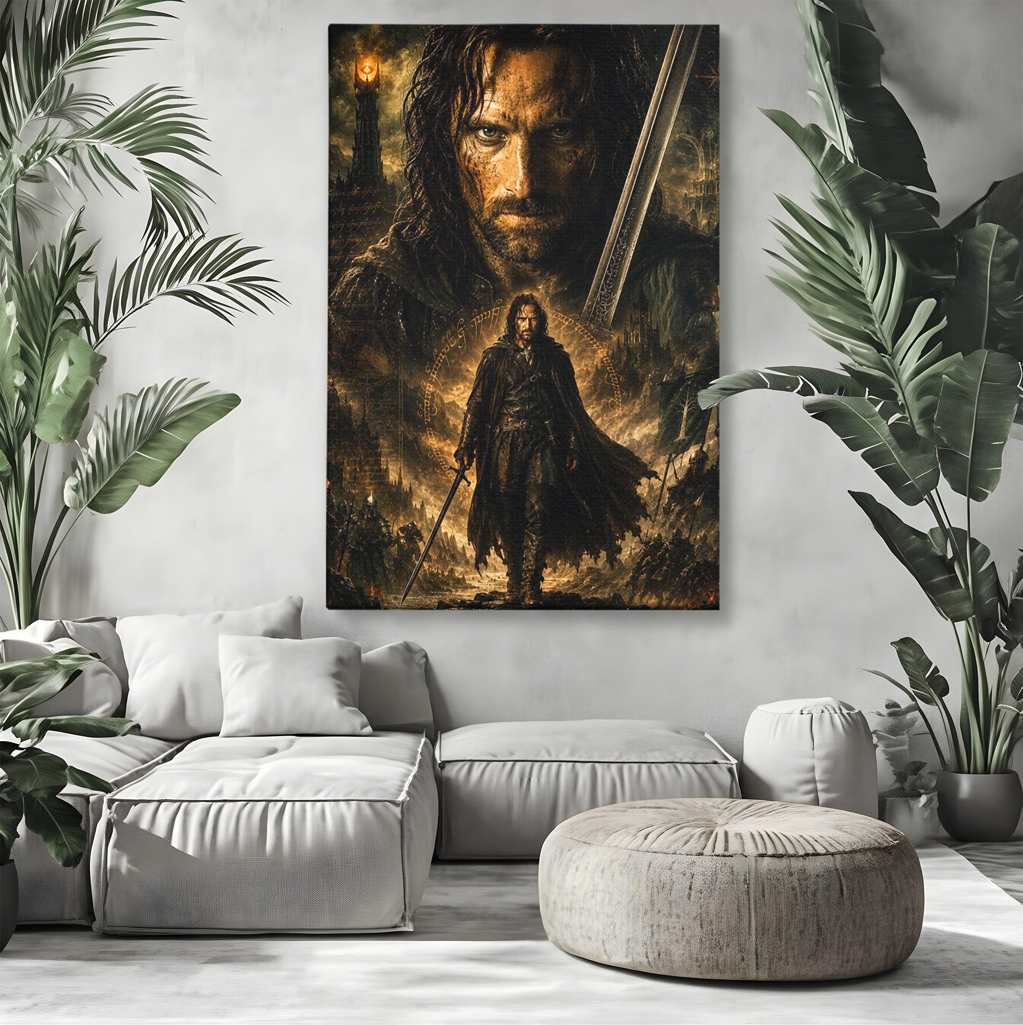 Tablou Canvas Premium LuxCanva® PI1207, Eroul Aragorn, Razboinic, Fantezie, Erou, Aventura, Epoca Medievala, Living, Culori Vibrante