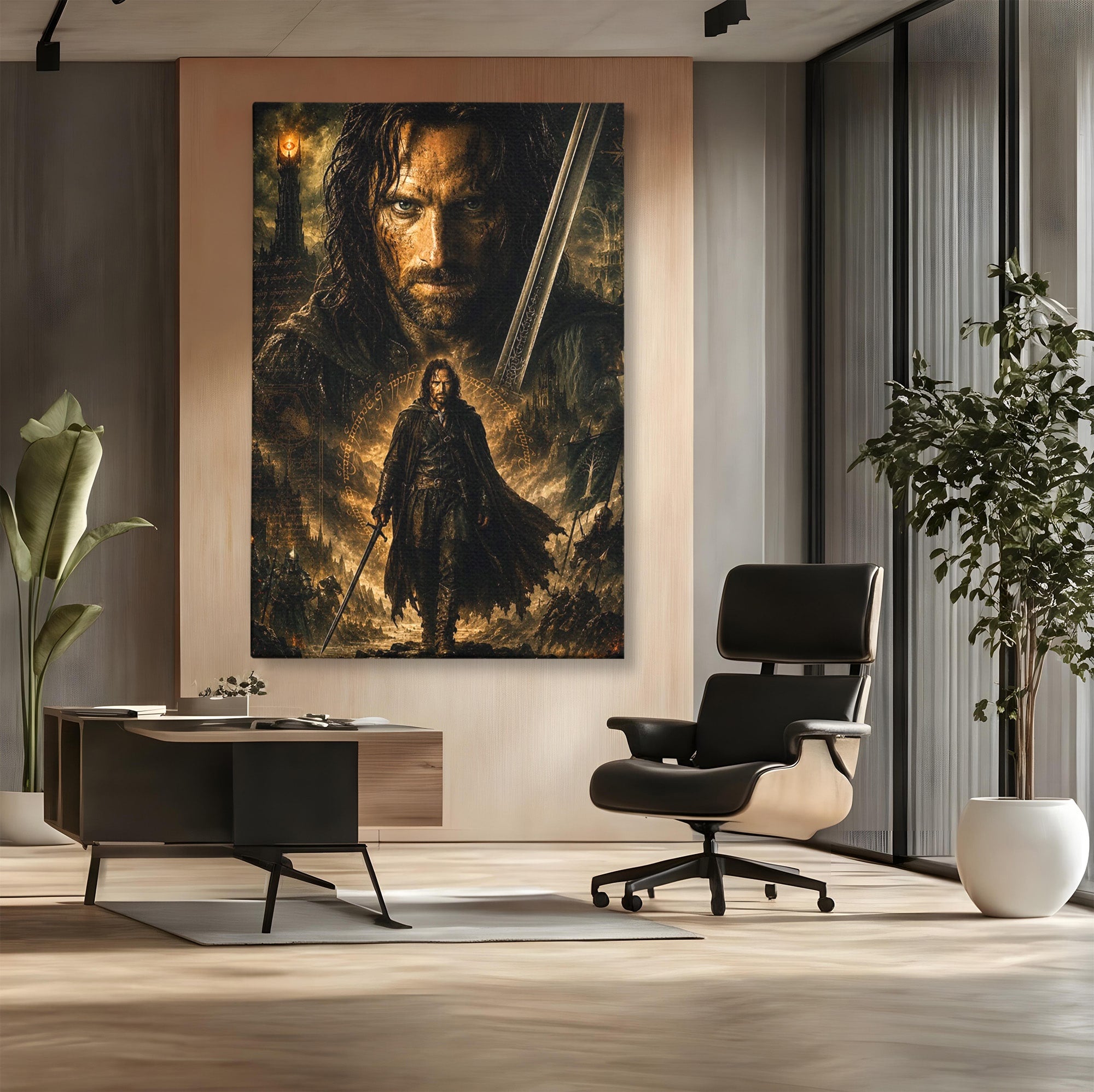 Tablou Canvas Premium LuxCanva® PI1207, Eroul Aragorn, Razboinic, Fantezie, Erou, Aventura, Epoca Medievala, Living, Culori Vibrante