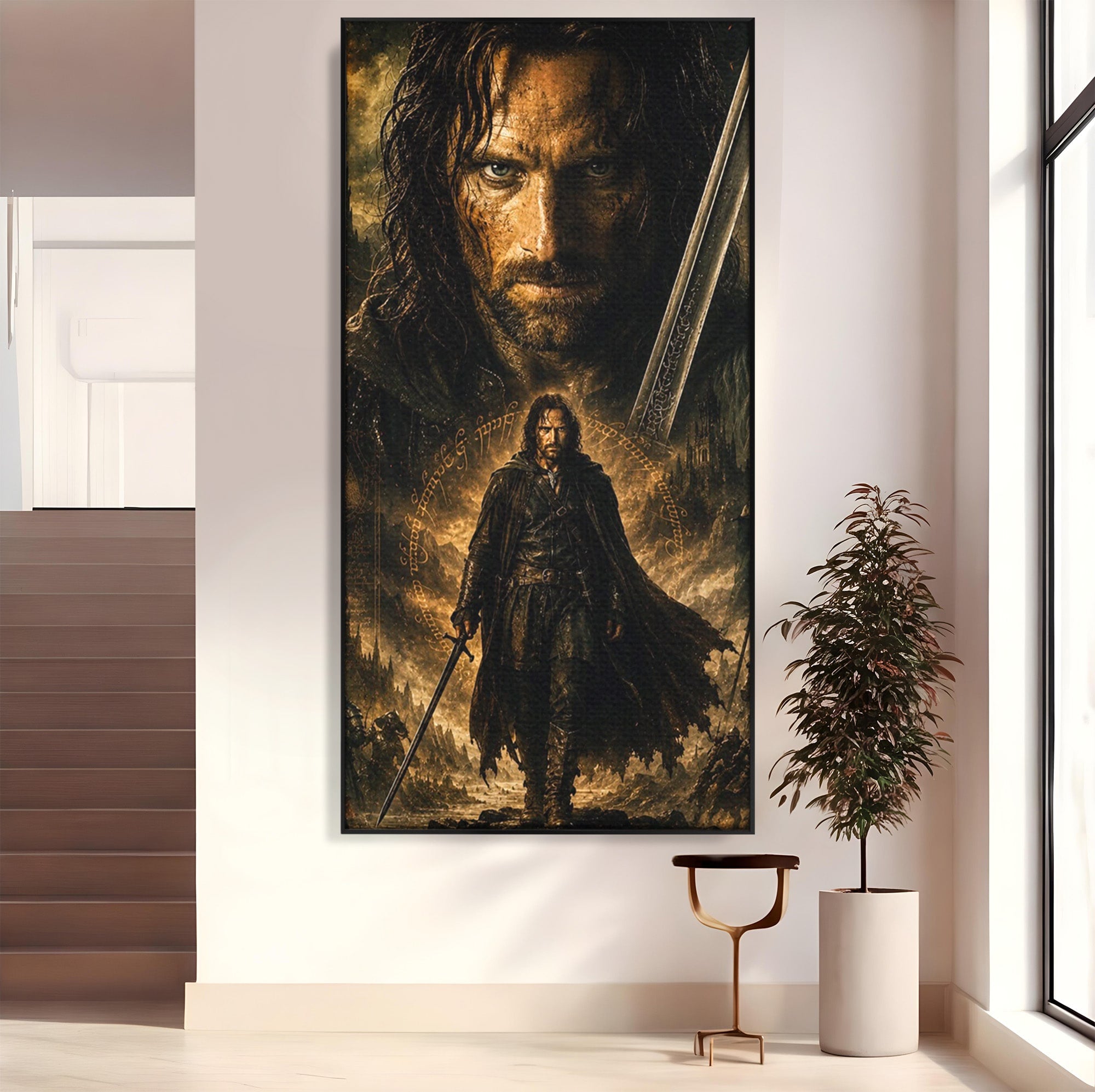 Tablou Canvas Premium LuxCanva® PI1207, Eroul Aragorn, Razboinic, Fantezie, Erou, Aventura, Epoca Medievala, Living, Culori Vibrante