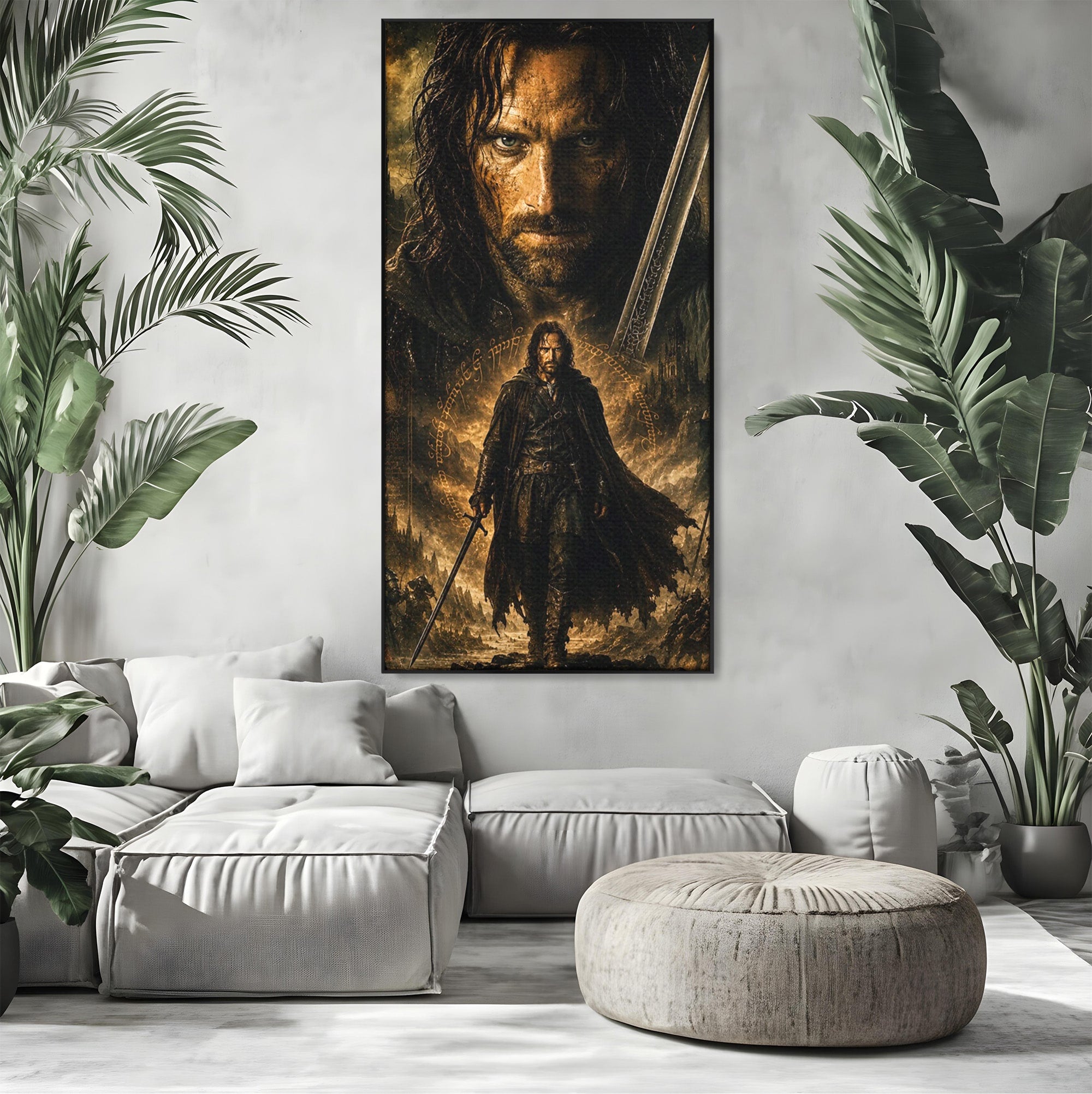 Tablou Canvas Premium LuxCanva® PI1207, Eroul Aragorn, Razboinic, Fantezie, Erou, Aventura, Epoca Medievala, Living, Culori Vibrante