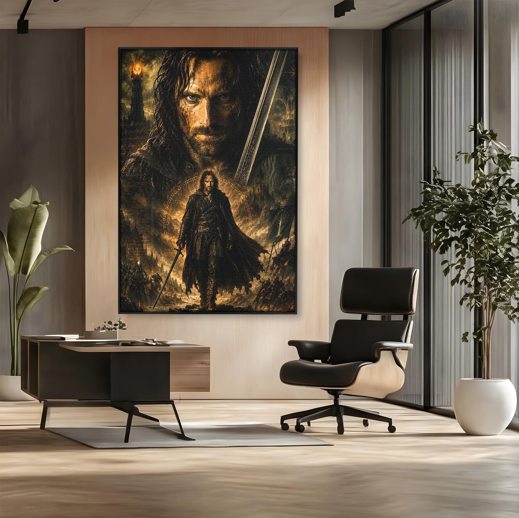 Tablou Canvas Premium LuxCanva® PI1207, Eroul Aragorn, Razboinic, Fantezie, Erou, Aventura, Epoca Medievala, Living, Culori Vibrante