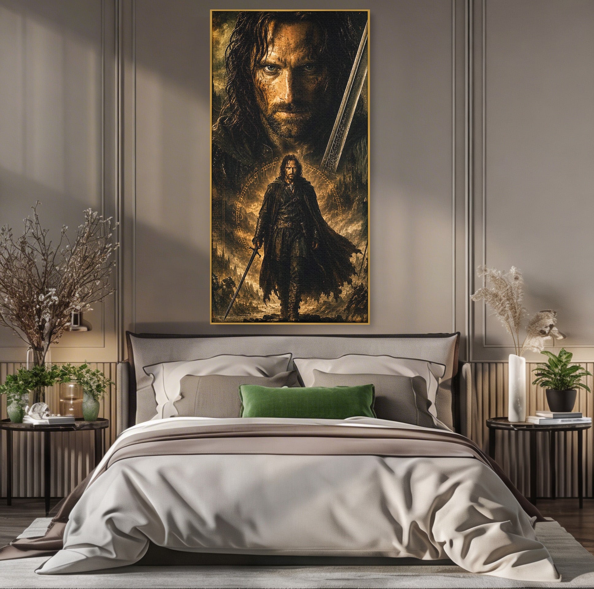 Tablou Canvas Premium LuxCanva® PI1207, Eroul Aragorn, Razboinic, Fantezie, Erou, Aventura, Epoca Medievala, Living, Culori Vibrante