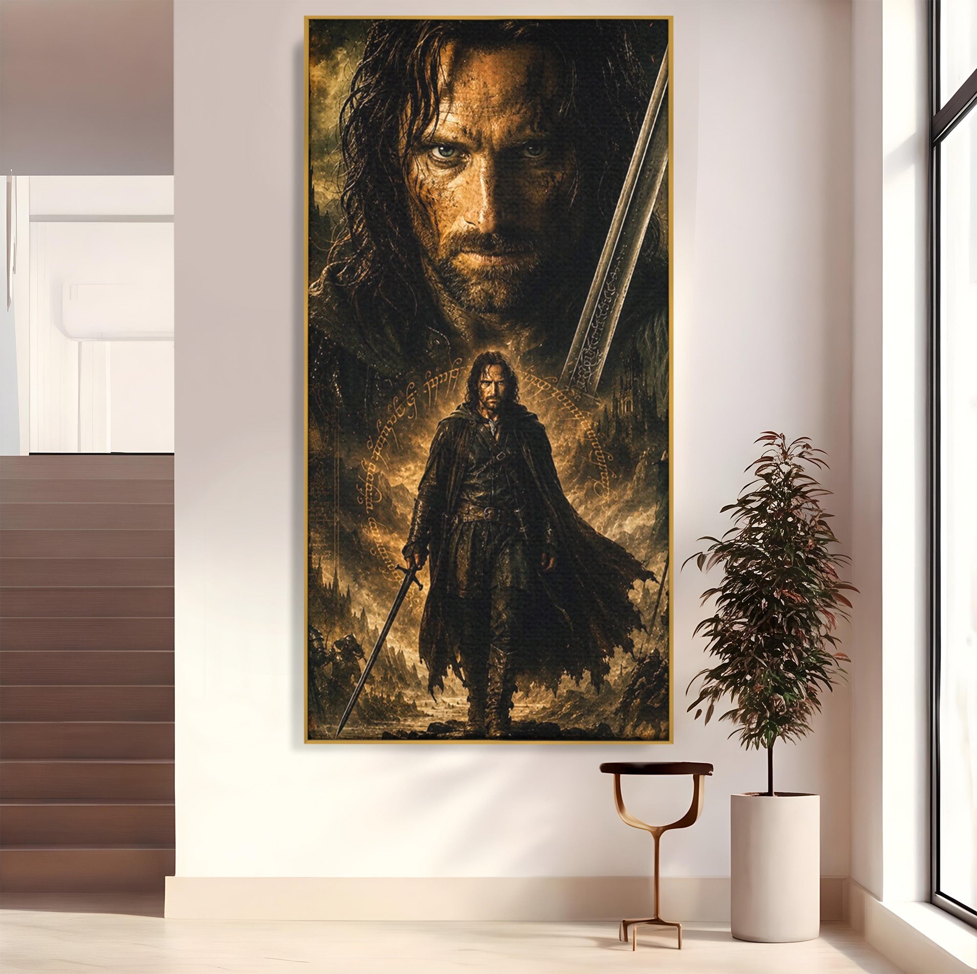 Tablou Canvas Premium LuxCanva® PI1207, Eroul Aragorn, Razboinic, Fantezie, Erou, Aventura, Epoca Medievala, Living, Culori Vibrante