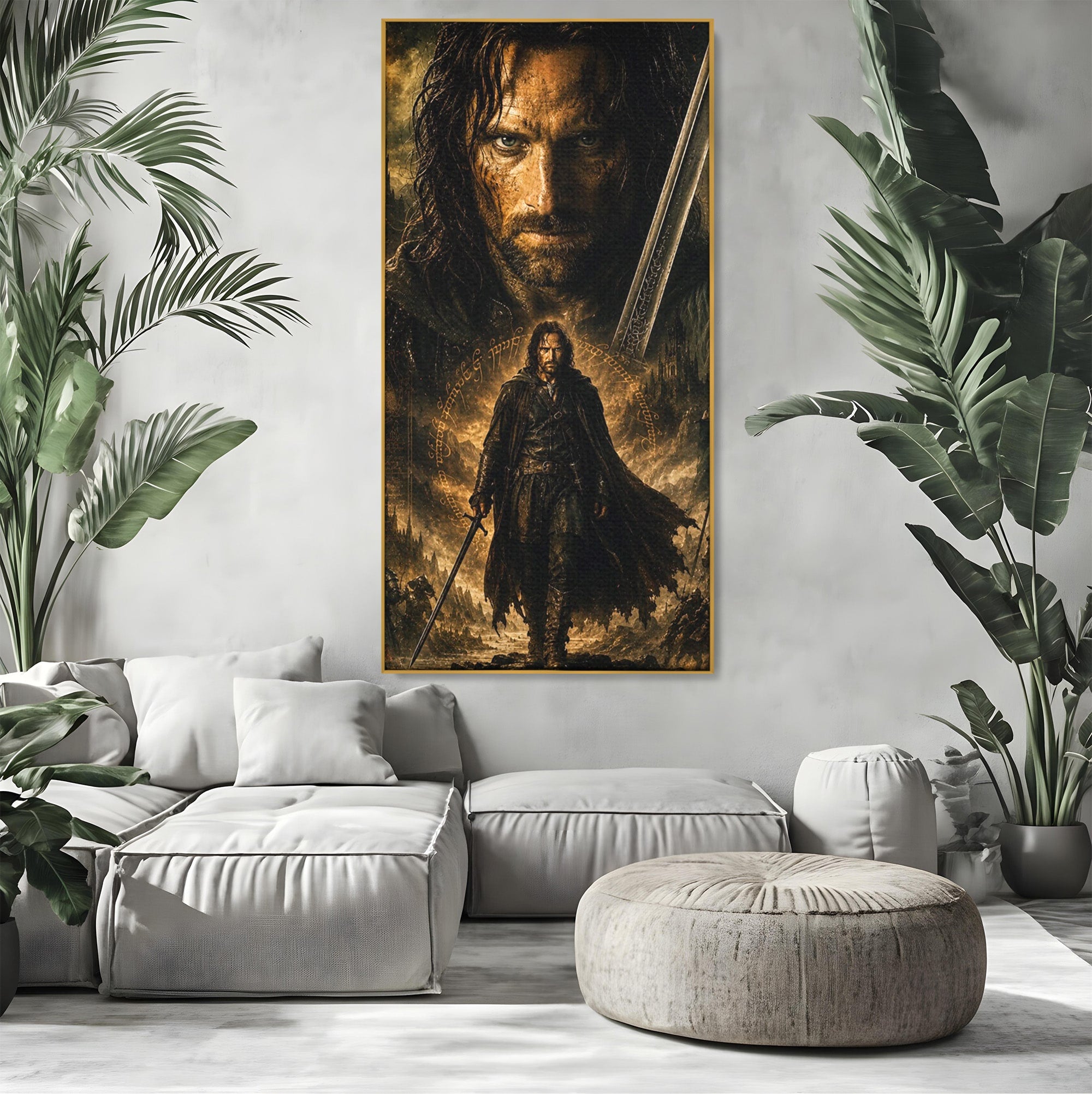 Tablou Canvas Premium LuxCanva® PI1207, Eroul Aragorn, Razboinic, Fantezie, Erou, Aventura, Epoca Medievala, Living, Culori Vibrante