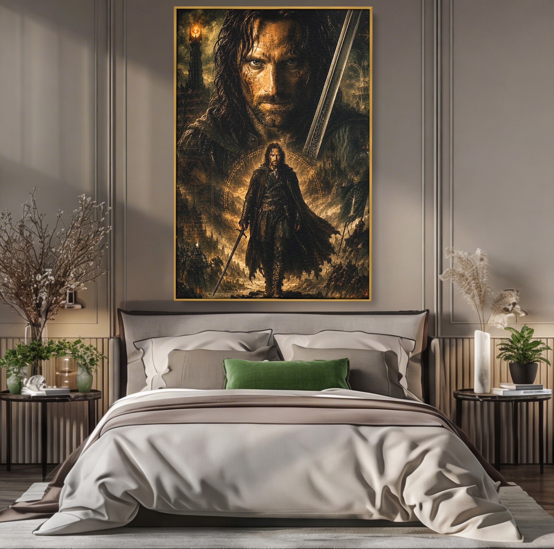 Tablou Canvas Premium LuxCanva® PI1207, Eroul Aragorn, Razboinic, Fantezie, Erou, Aventura, Epoca Medievala, Living, Culori Vibrante