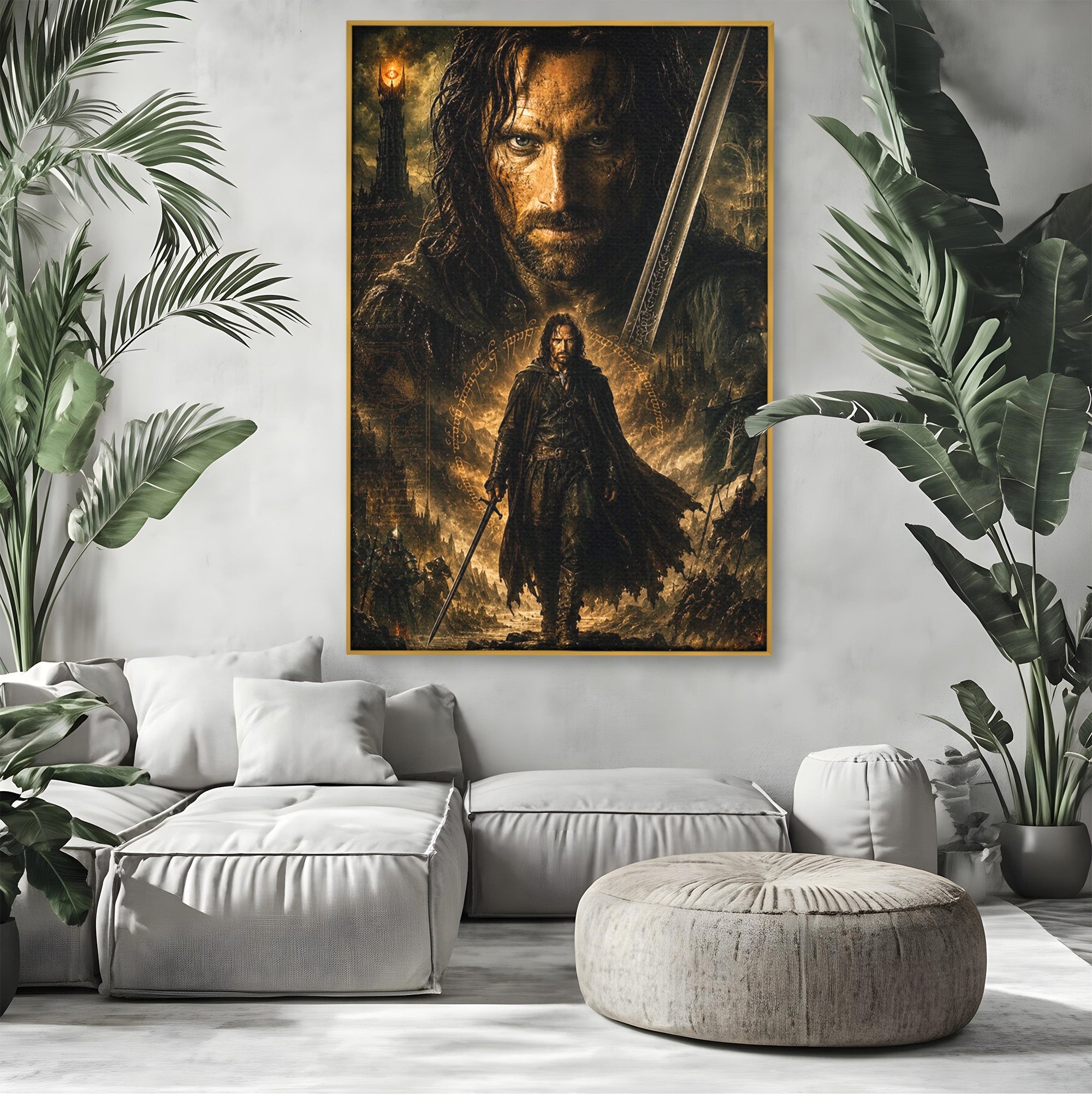 Tablou Canvas Premium LuxCanva® PI1207, Eroul Aragorn, Razboinic, Fantezie, Erou, Aventura, Epoca Medievala, Living, Culori Vibrante