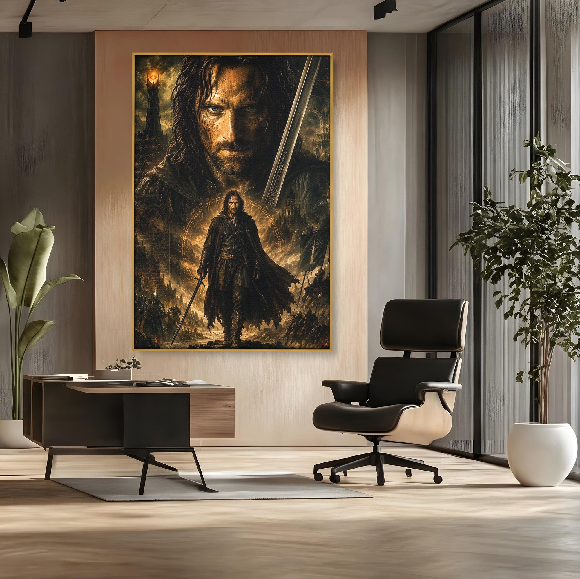 Tablou Canvas Premium LuxCanva® PI1207, Eroul Aragorn, Razboinic, Fantezie, Erou, Aventura, Epoca Medievala, Living, Culori Vibrante