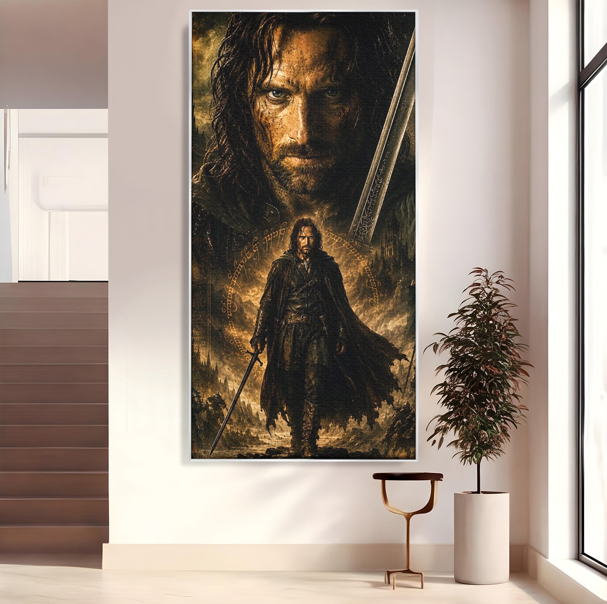 Tablou Canvas Premium LuxCanva® PI1207, Eroul Aragorn, Razboinic, Fantezie, Erou, Aventura, Epoca Medievala, Living, Culori Vibrante