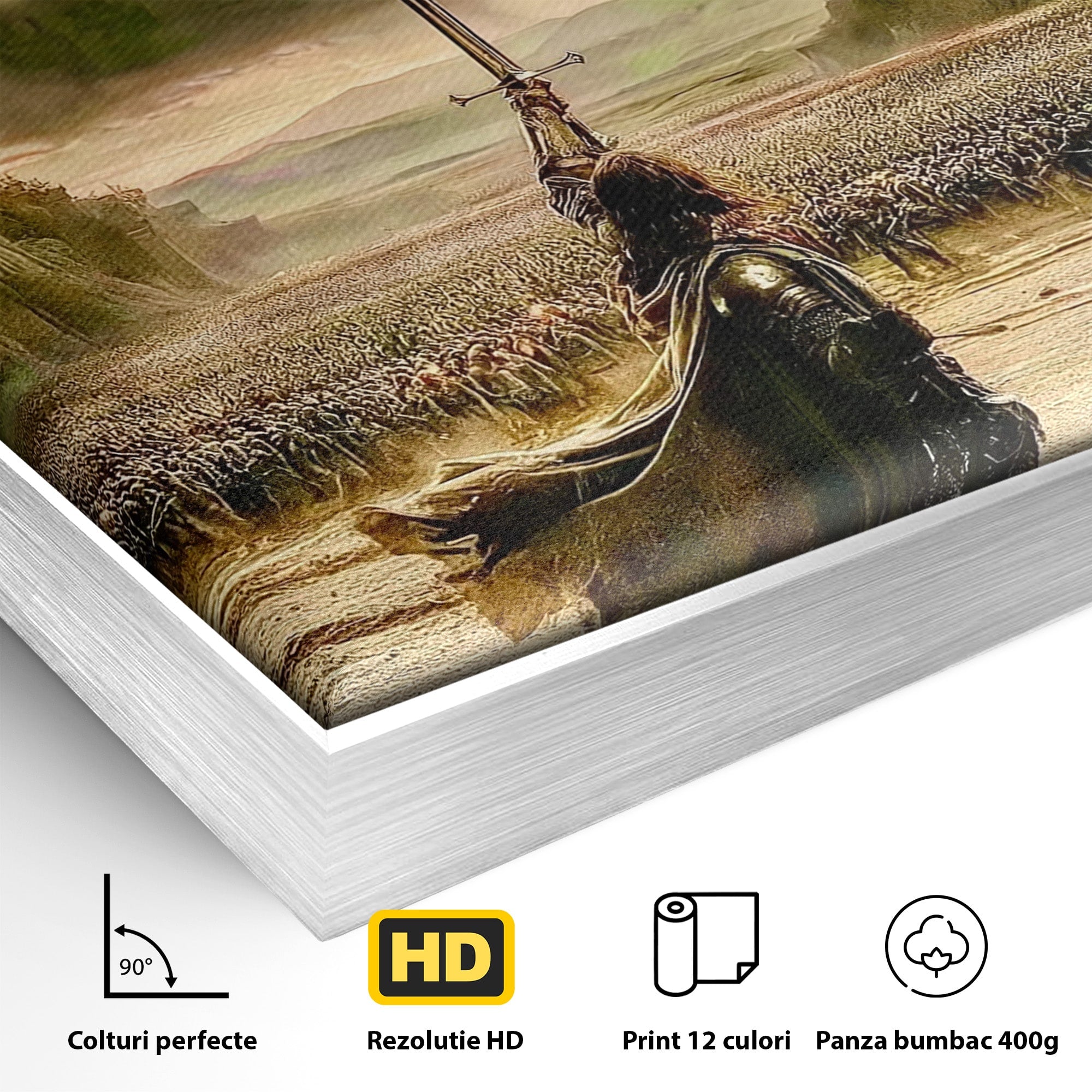 Tablou Canvas Premium LuxCanva® PI1208, Eroul Infrunta Turnul Intunecat, Film, Aventura, Fantezie, Aventura, Living, Culori Vibrante