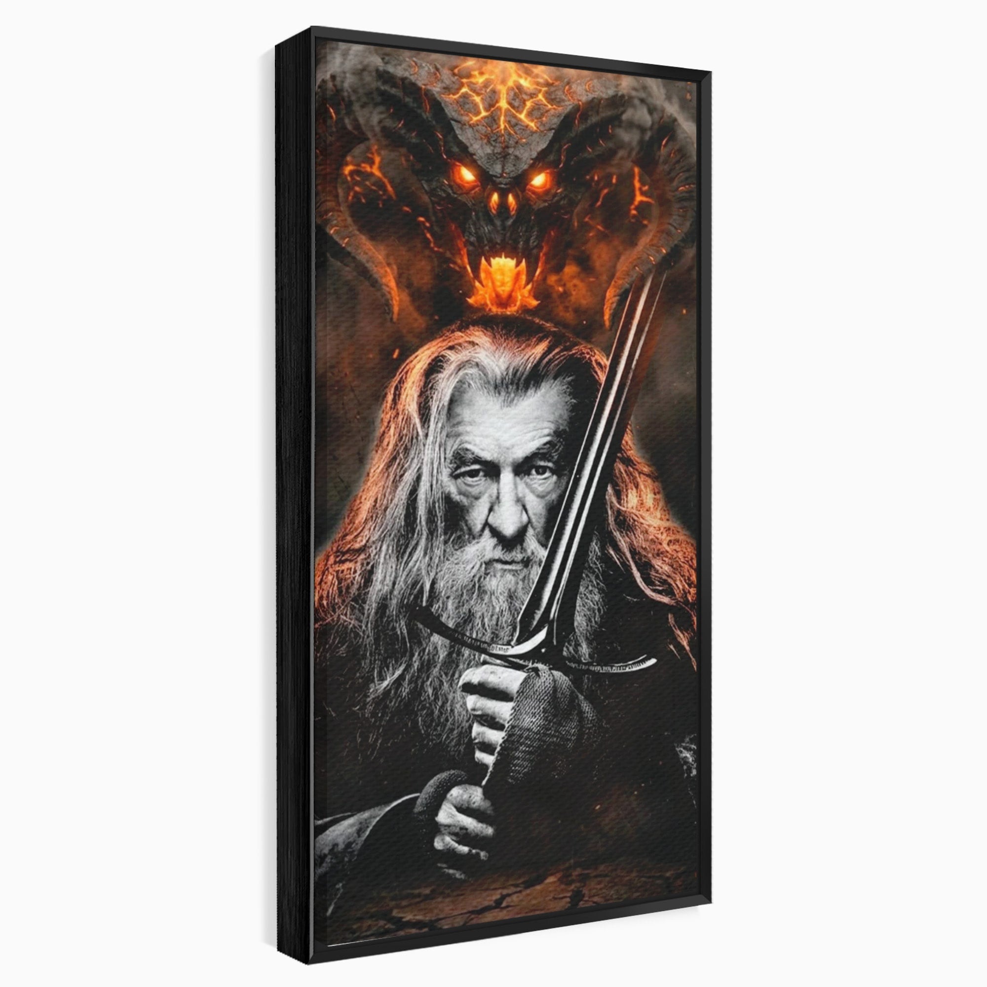 Tablou Canvas Premium LuxCanva® PI1209, Vrajitorul Si Demonul, Gandalf, Tolkien, Lupta, Epoca Medievala, Dormitor, Living, Culori Vibrante