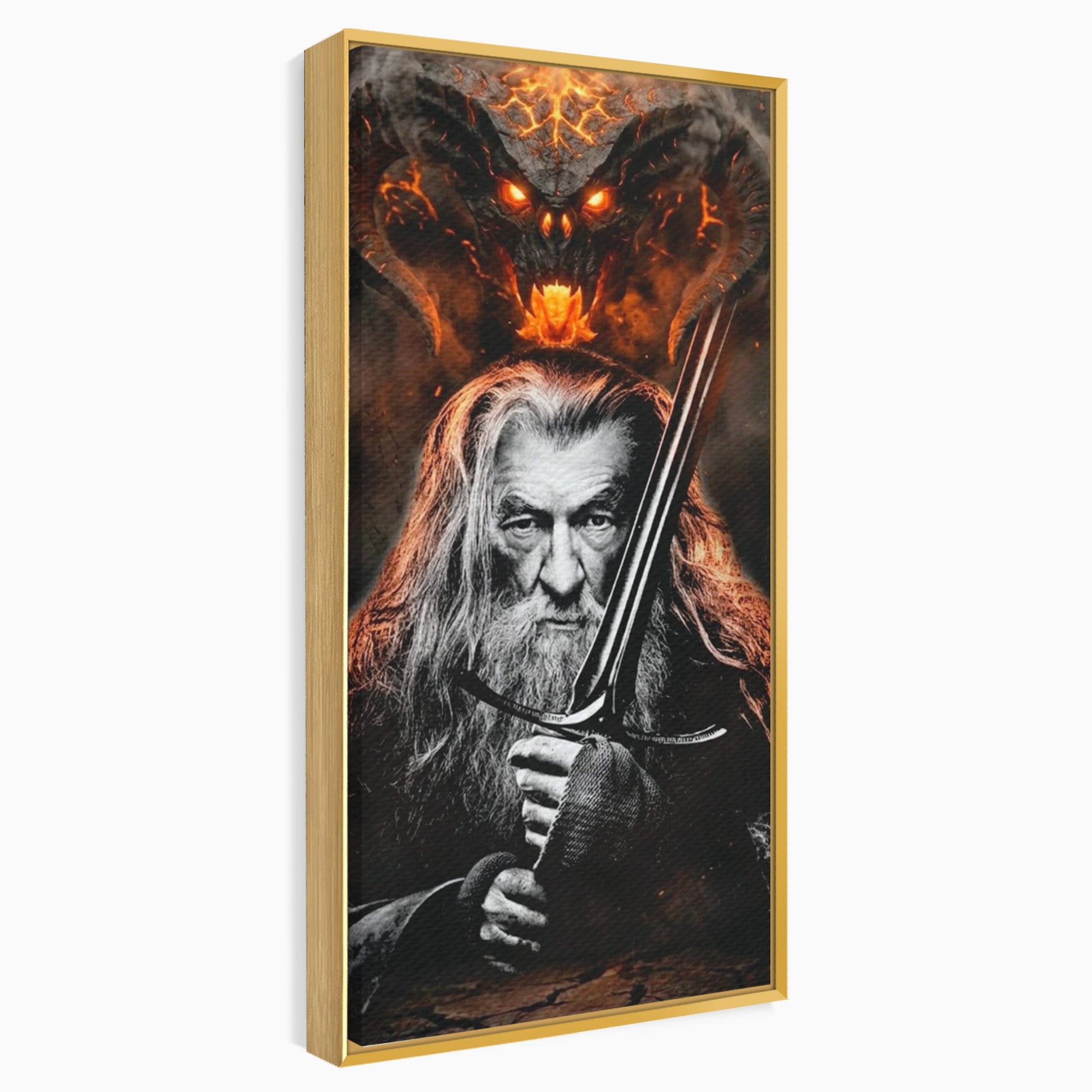 Tablou Canvas Premium LuxCanva® PI1209, Vrajitorul Si Demonul, Gandalf, Tolkien, Lupta, Epoca Medievala, Dormitor, Living, Culori Vibrante