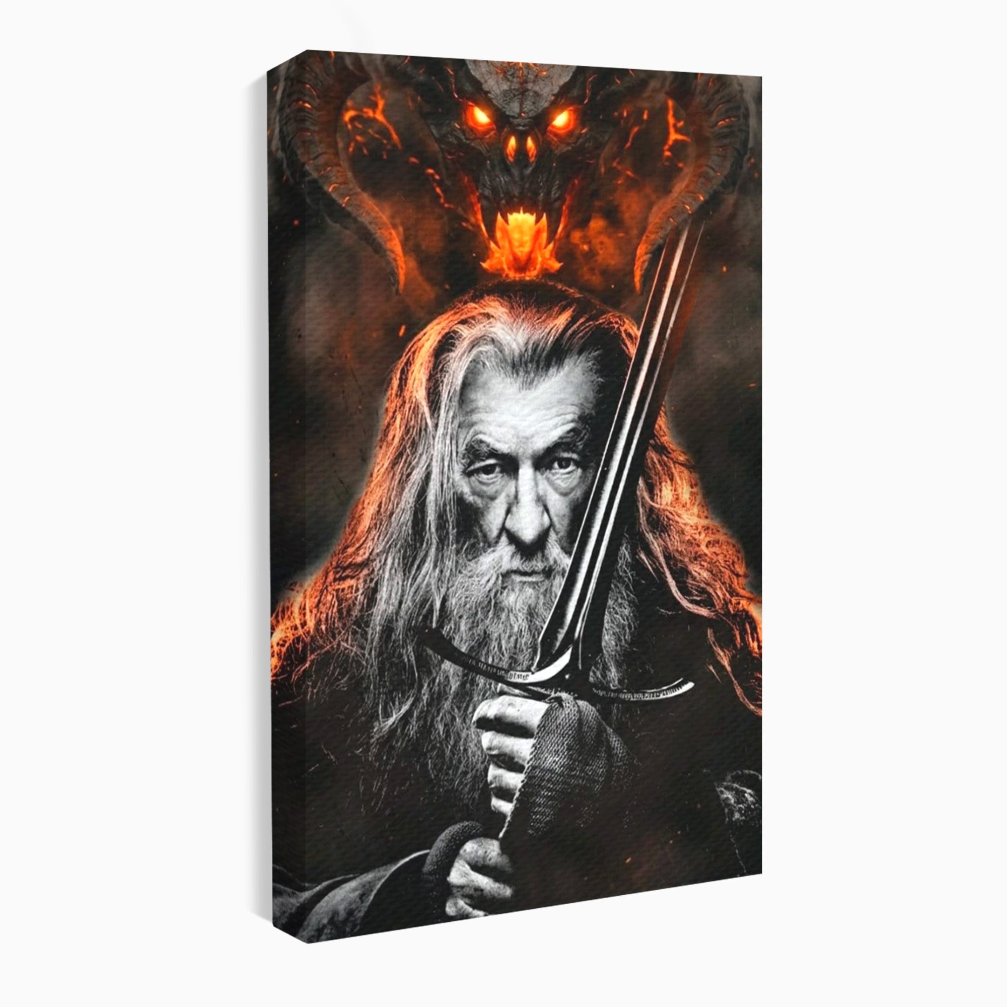 Tablou Canvas Premium LuxCanva® PI1209, Vrajitorul Si Demonul, Gandalf, Tolkien, Lupta, Epoca Medievala, Dormitor, Living, Culori Vibrante