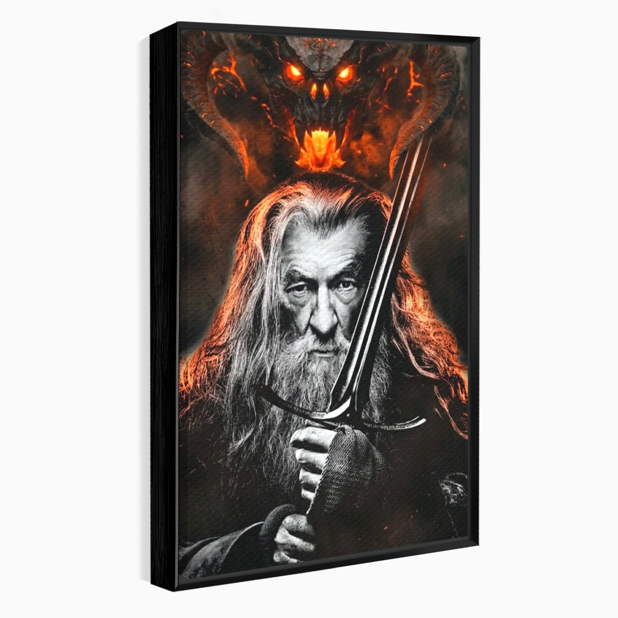 Tablou Canvas Premium LuxCanva® PI1209, Vrajitorul Si Demonul, Gandalf, Tolkien, Lupta, Epoca Medievala, Dormitor, Living, Culori Vibrante