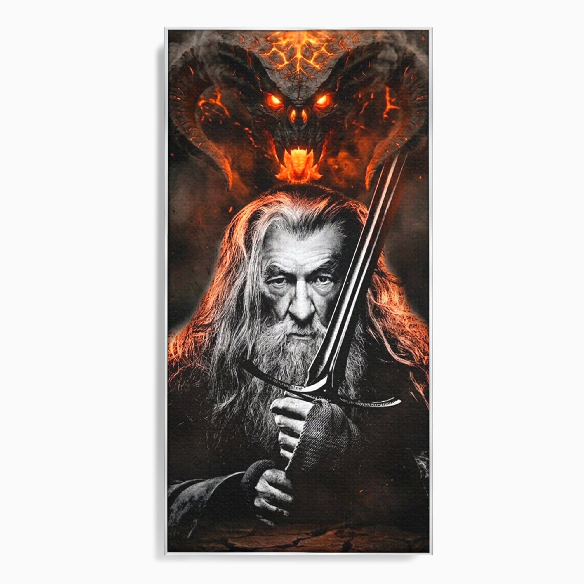 Tablou Canvas Premium LuxCanva® PI1209, Vrajitorul Si Demonul, Gandalf, Tolkien, Lupta, Epoca Medievala, Dormitor, Living, Culori Vibrante