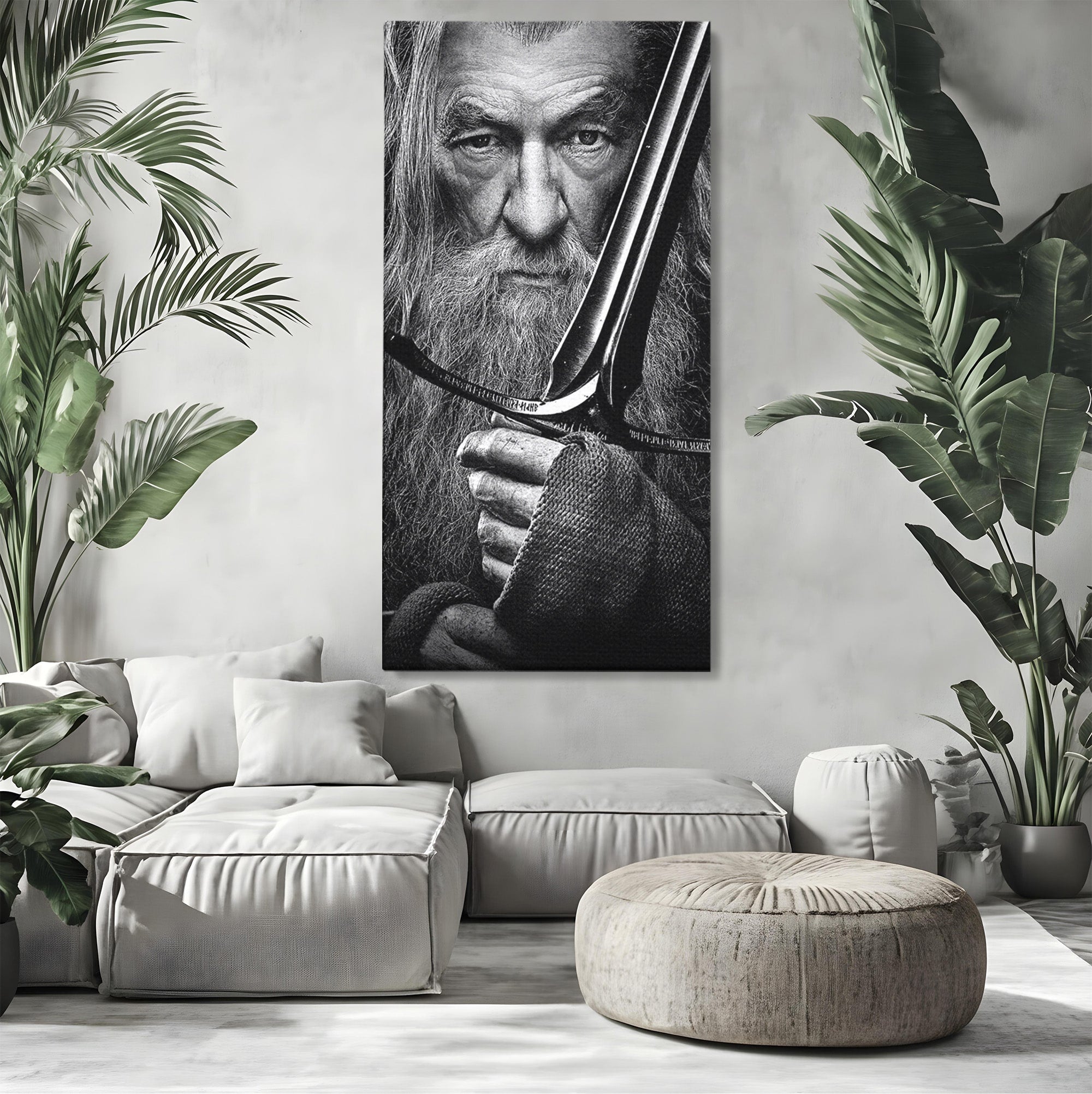 Tablou Canvas Premium LuxCanva® PI1210, Vrajitorul Cu Sabie, Pamantul de Mijloc, Sabie, Fantezie, Living, Dormitor, Culori Vibrante