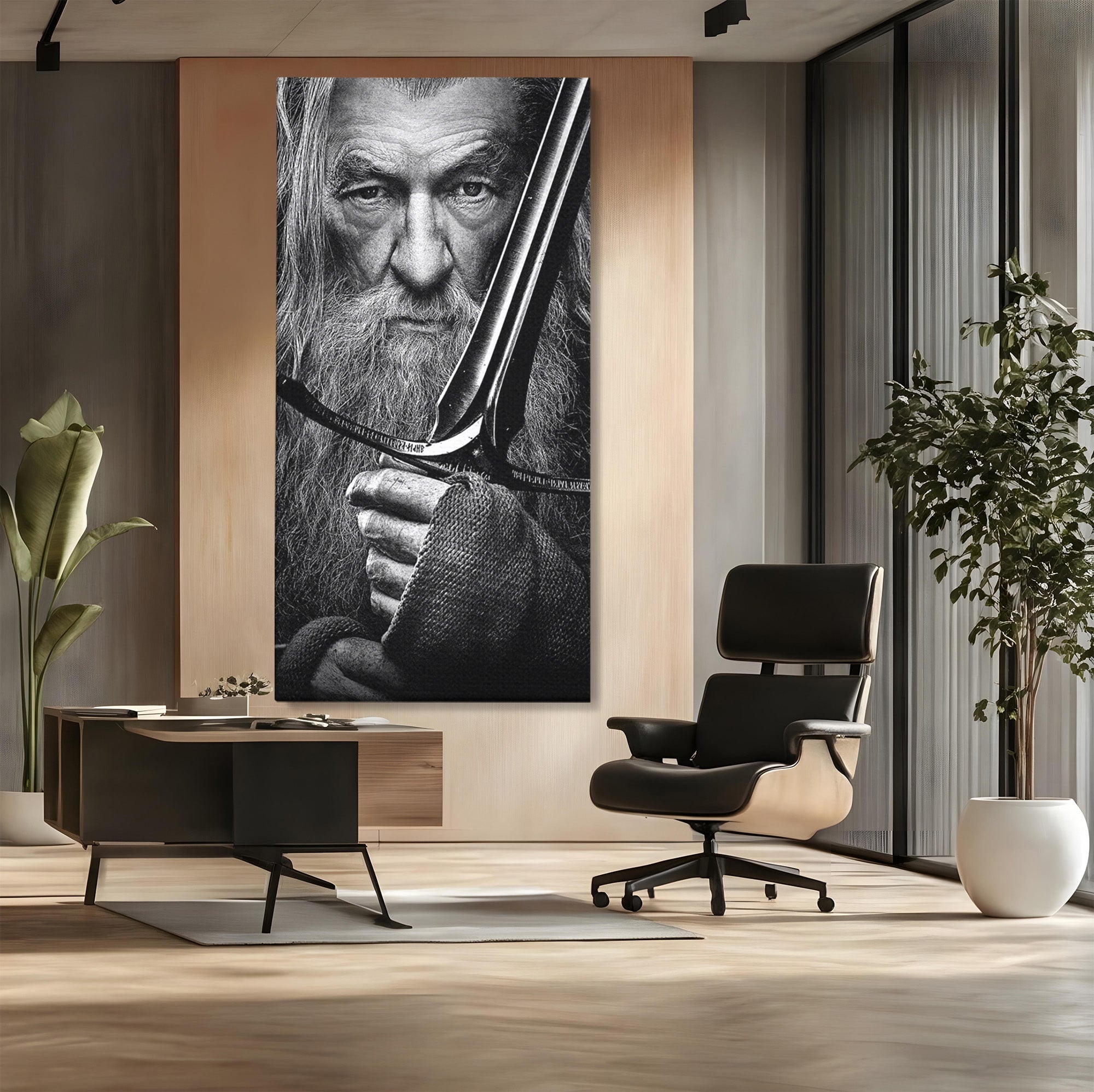 Tablou Canvas Premium LuxCanva® PI1210, Vrajitorul Cu Sabie, Pamantul de Mijloc, Sabie, Fantezie, Living, Dormitor, Culori Vibrante