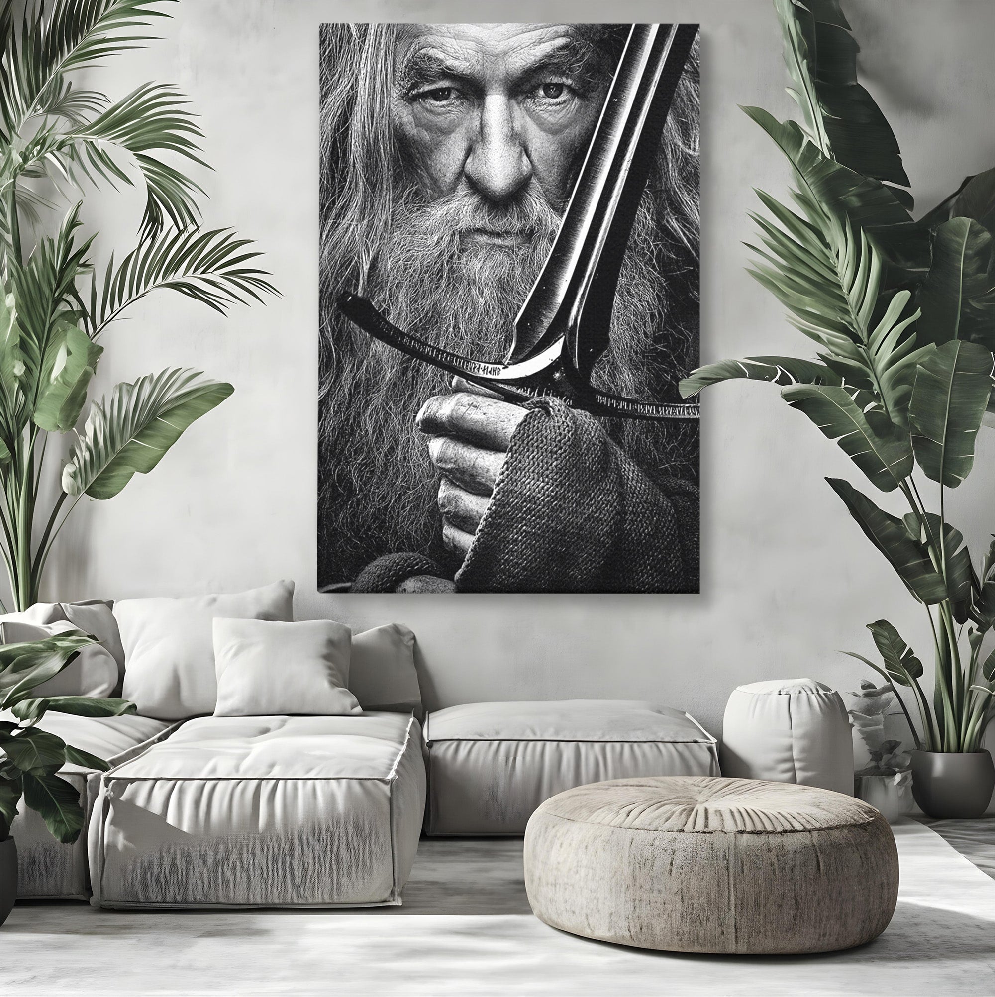 Tablou Canvas Premium LuxCanva® PI1210, Vrajitorul Cu Sabie, Pamantul de Mijloc, Sabie, Fantezie, Living, Dormitor, Culori Vibrante