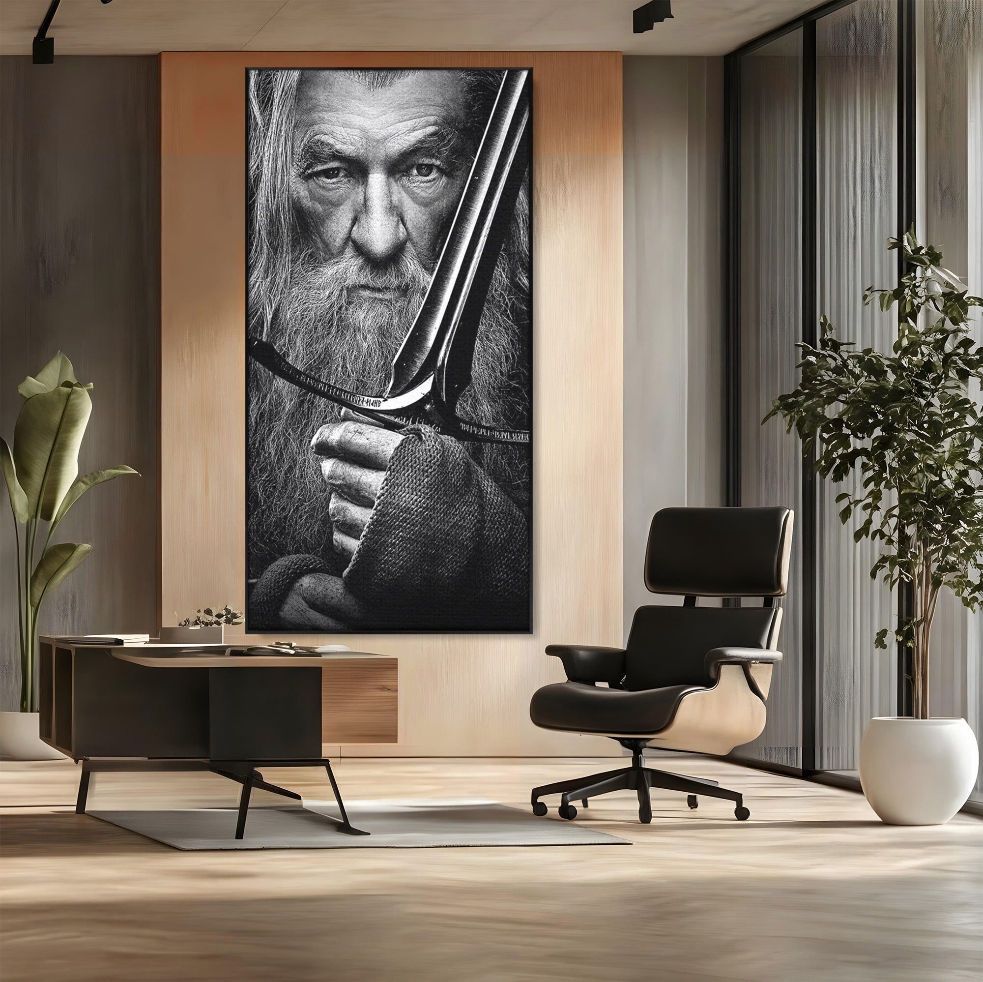 Tablou Canvas Premium LuxCanva® PI1210, Vrajitorul Cu Sabie, Pamantul de Mijloc, Sabie, Fantezie, Living, Dormitor, Culori Vibrante