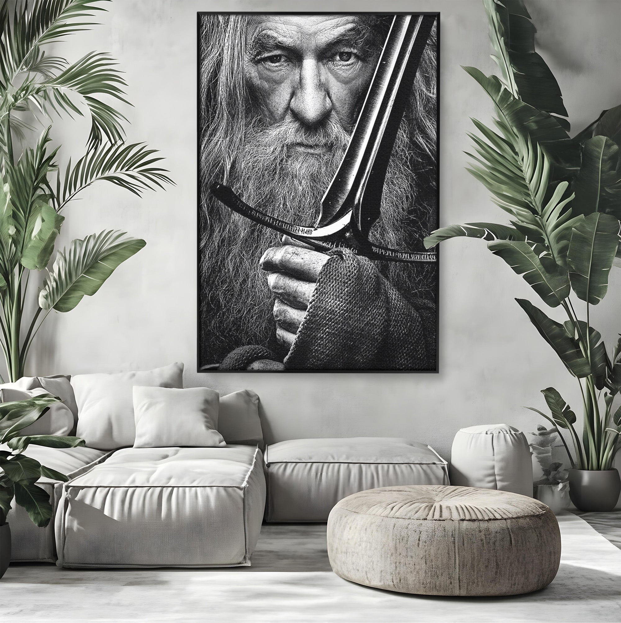 Tablou Canvas Premium LuxCanva® PI1210, Vrajitorul Cu Sabie, Pamantul de Mijloc, Sabie, Fantezie, Living, Dormitor, Culori Vibrante