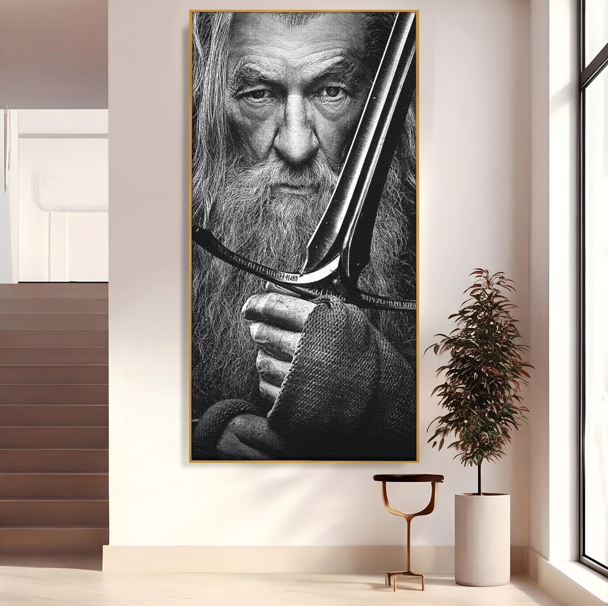 Tablou Canvas Premium LuxCanva® PI1210, Vrajitorul Cu Sabie, Pamantul de Mijloc, Sabie, Fantezie, Living, Dormitor, Culori Vibrante