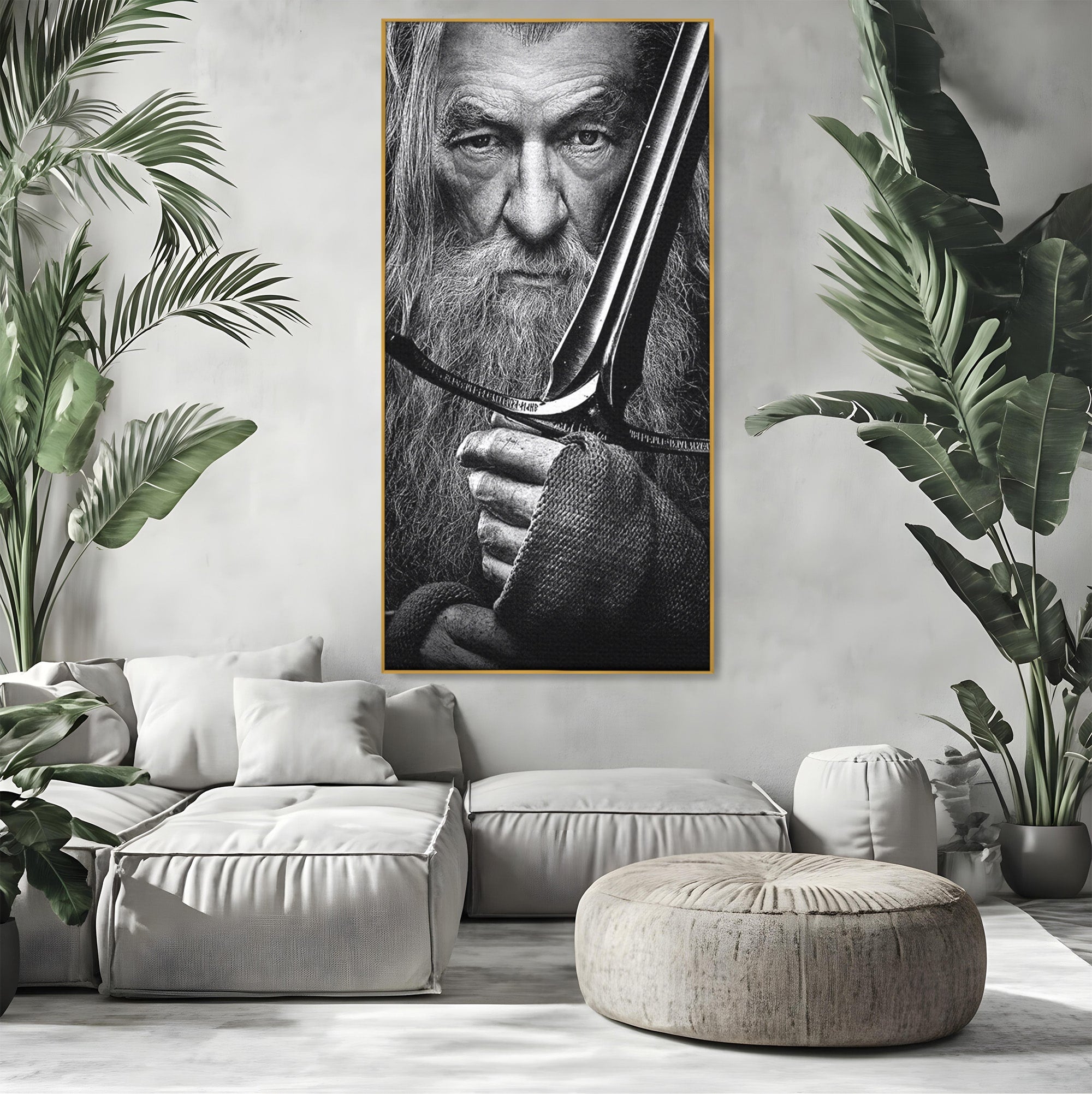 Tablou Canvas Premium LuxCanva® PI1210, Vrajitorul Cu Sabie, Pamantul de Mijloc, Sabie, Fantezie, Living, Dormitor, Culori Vibrante