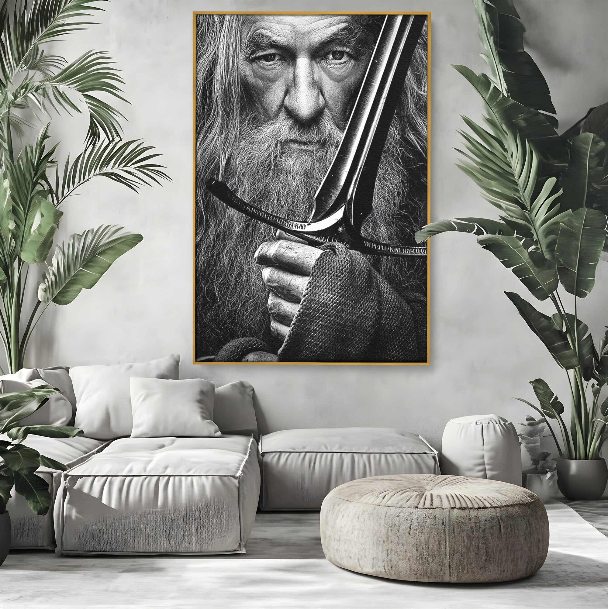 Tablou Canvas Premium LuxCanva® PI1210, Vrajitorul Cu Sabie, Pamantul de Mijloc, Sabie, Fantezie, Living, Dormitor, Culori Vibrante