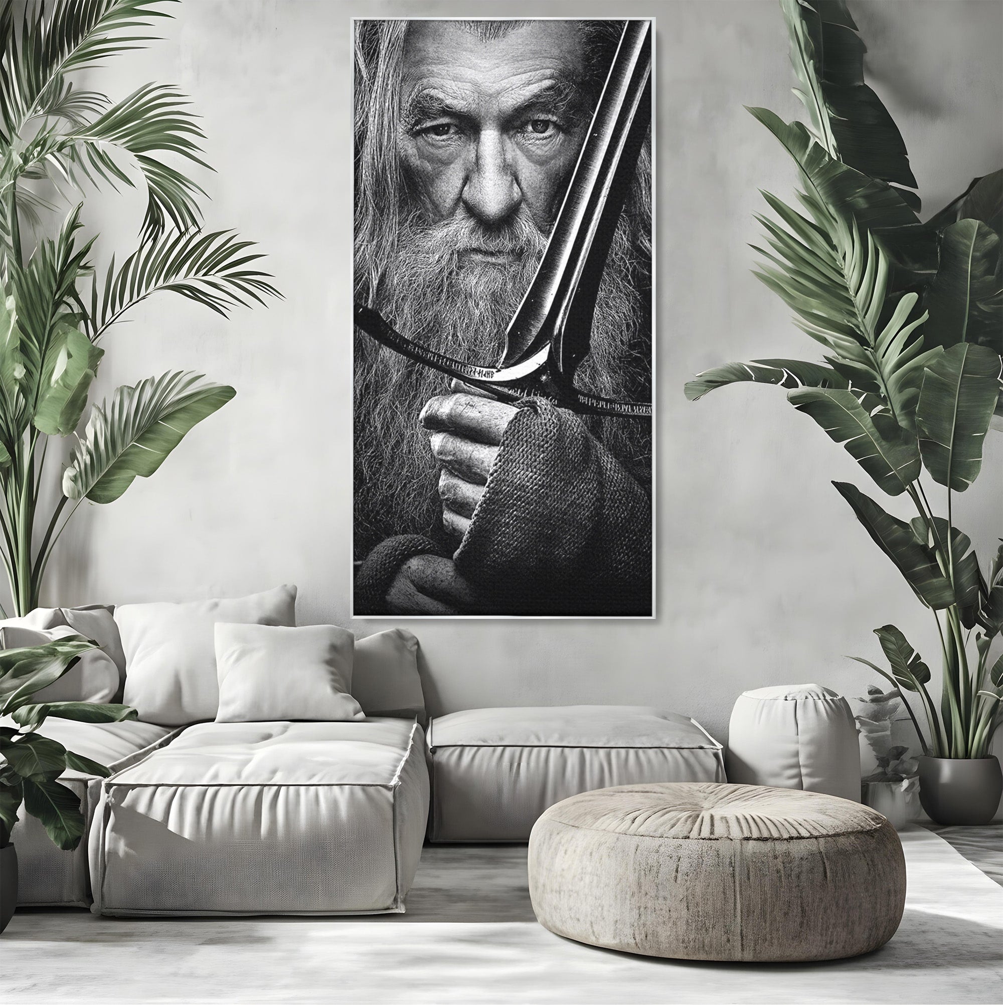 Tablou Canvas Premium LuxCanva® PI1210, Vrajitorul Cu Sabie, Pamantul de Mijloc, Sabie, Fantezie, Living, Dormitor, Culori Vibrante