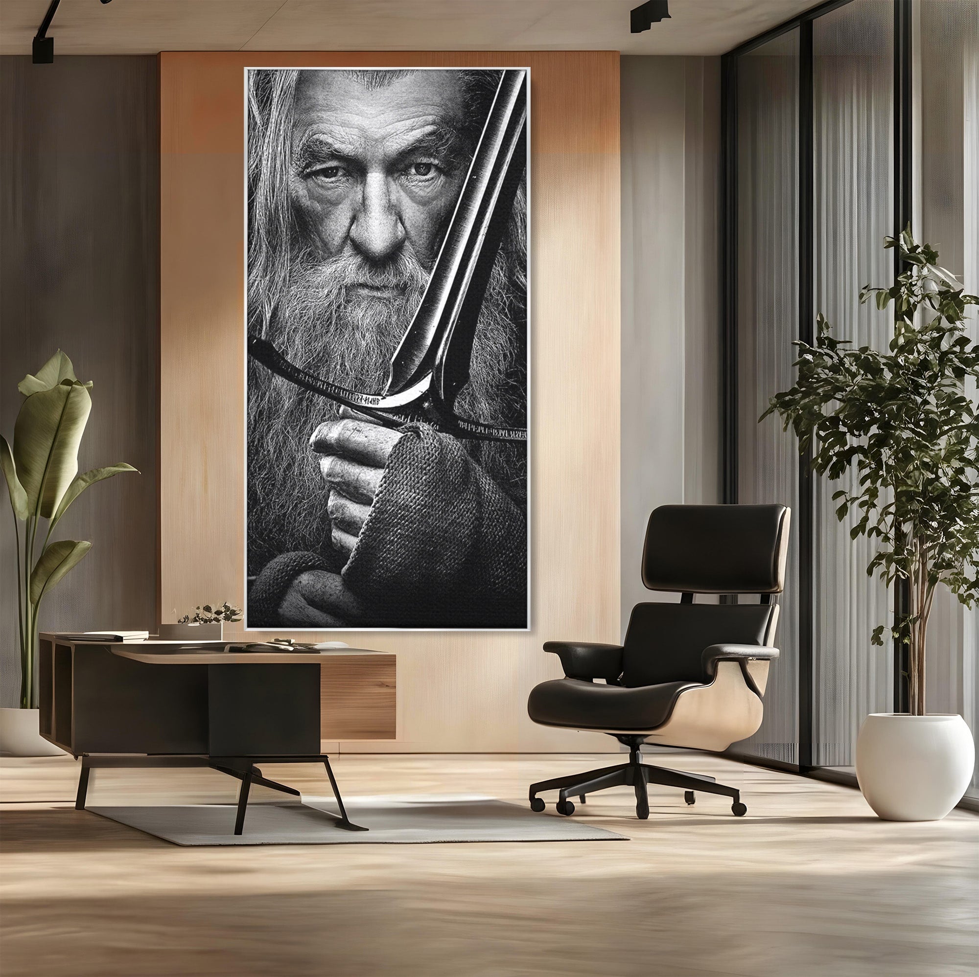 Tablou Canvas Premium LuxCanva® PI1210, Vrajitorul Cu Sabie, Pamantul de Mijloc, Sabie, Fantezie, Living, Dormitor, Culori Vibrante