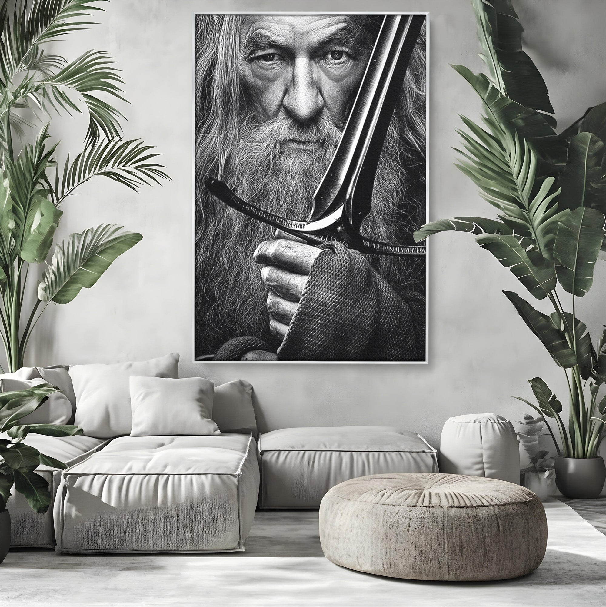 Tablou Canvas Premium LuxCanva® PI1210, Vrajitorul Cu Sabie, Pamantul de Mijloc, Sabie, Fantezie, Living, Dormitor, Culori Vibrante