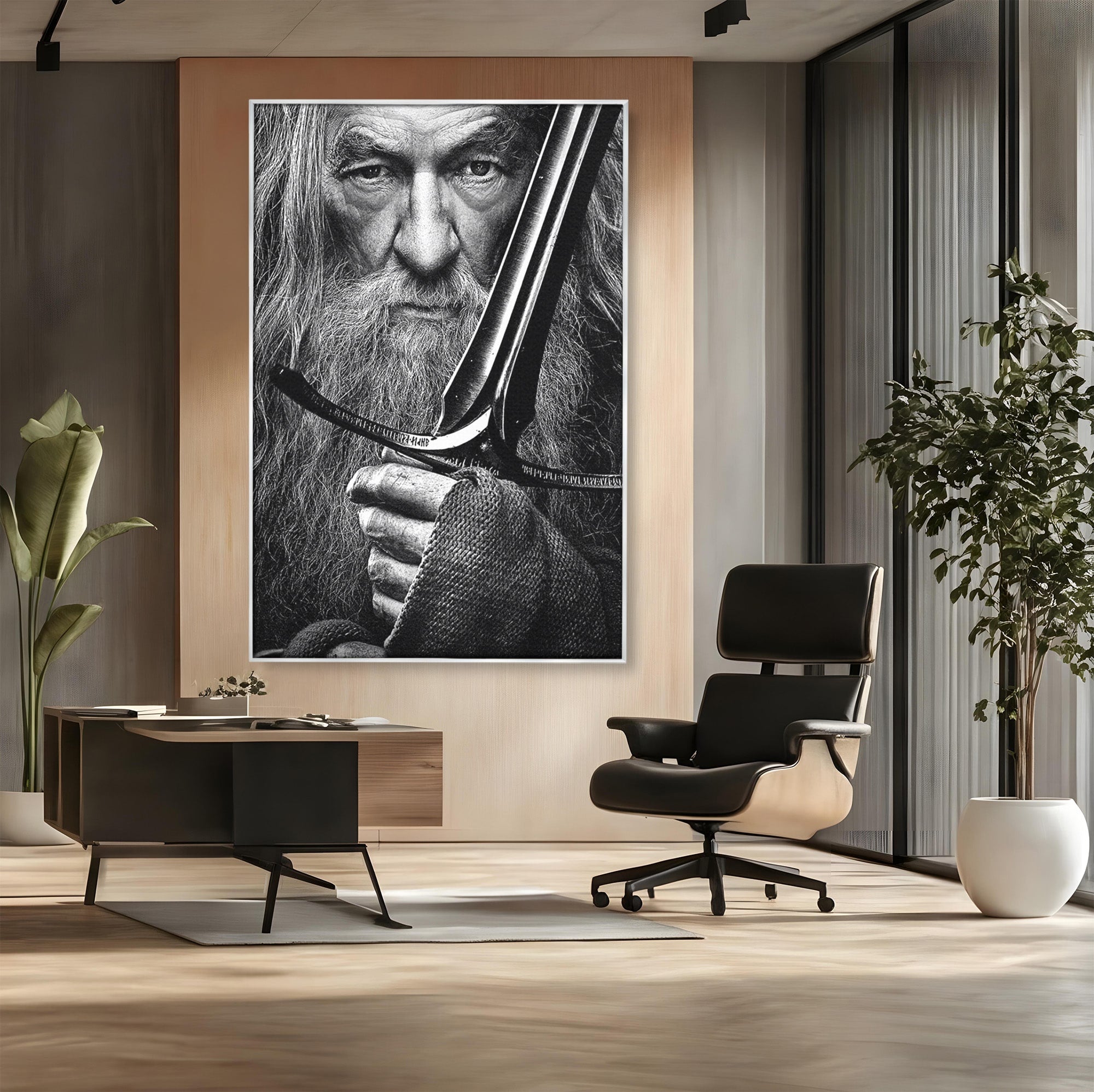 Tablou Canvas Premium LuxCanva® PI1210, Vrajitorul Cu Sabie, Pamantul de Mijloc, Sabie, Fantezie, Living, Dormitor, Culori Vibrante