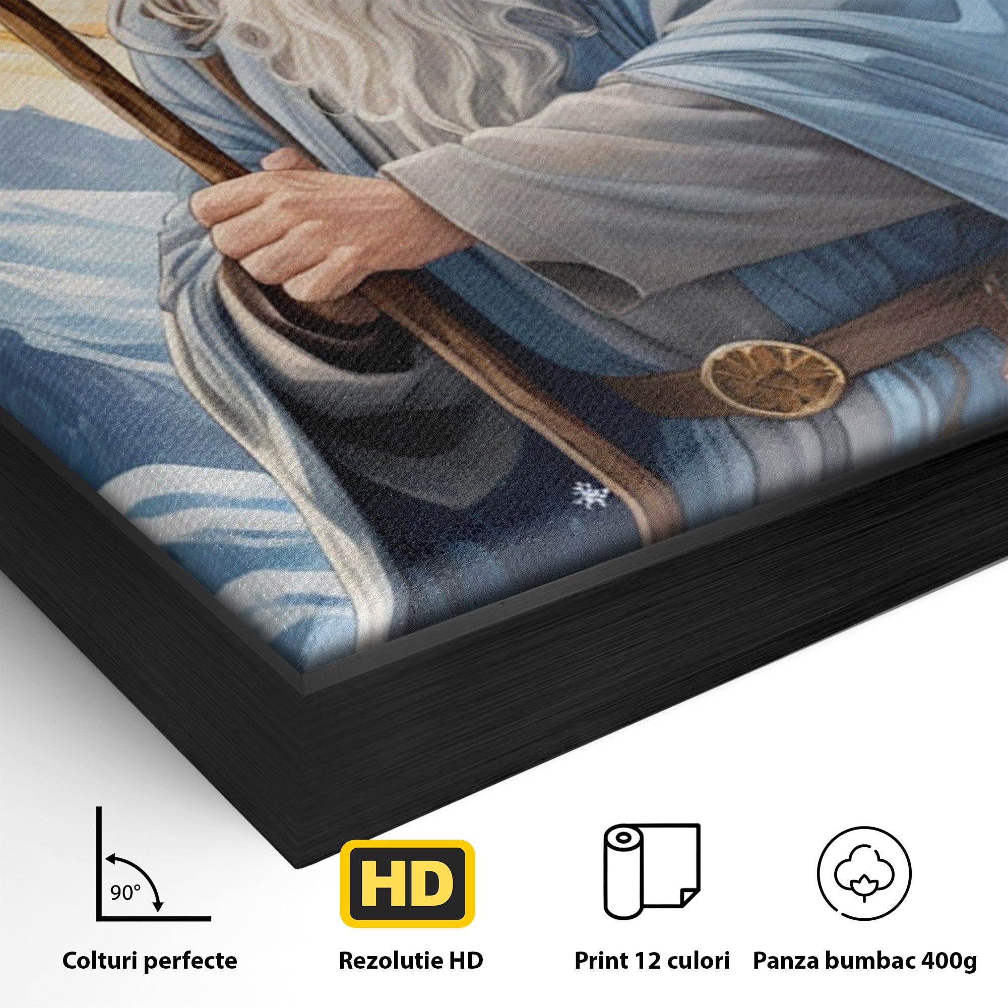 Tablou Canvas Premium LuxCanva® PI1213, Vrajitorul Bun, Personaj, Fantezie, Munti, Iarna, Magie, Living, Dormitor, Culori Vibrante