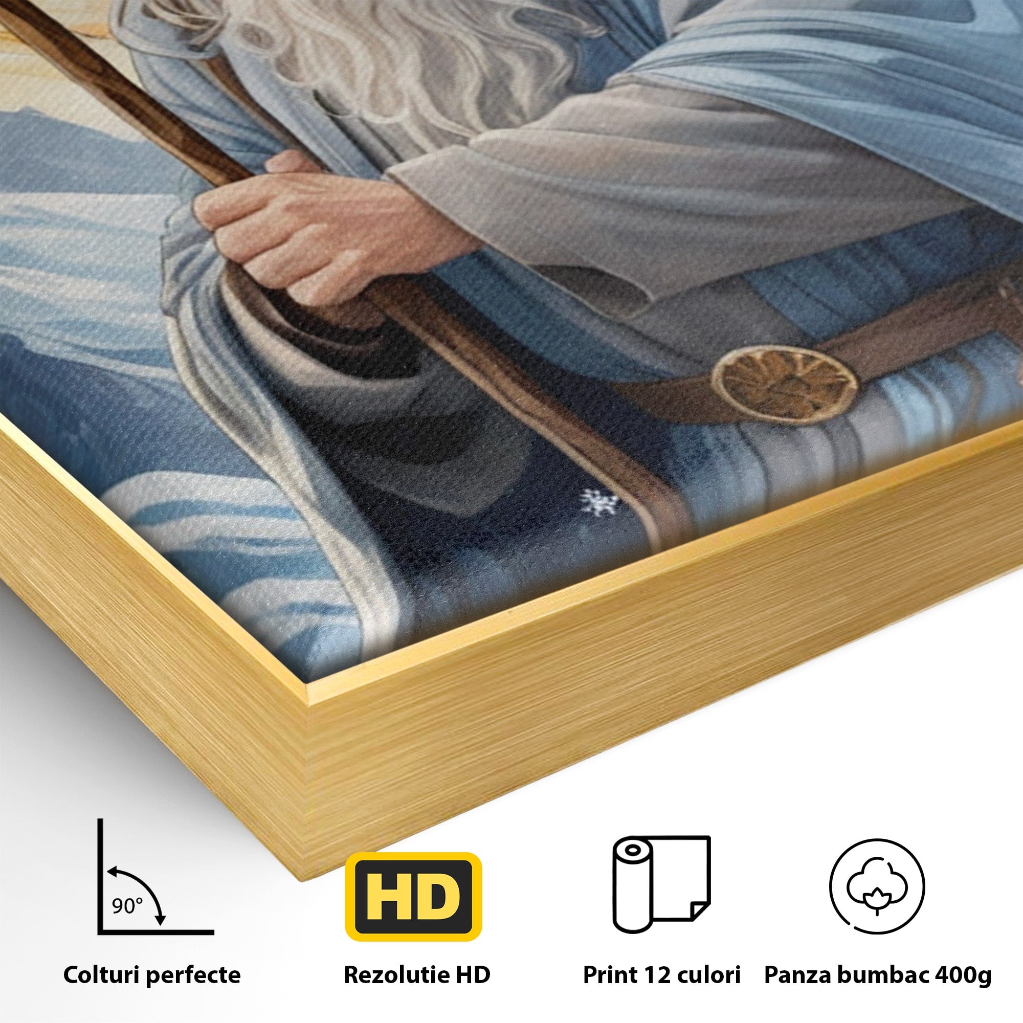 Tablou Canvas Premium LuxCanva® PI1213, Vrajitorul Bun, Personaj, Fantezie, Munti, Iarna, Magie, Living, Dormitor, Culori Vibrante